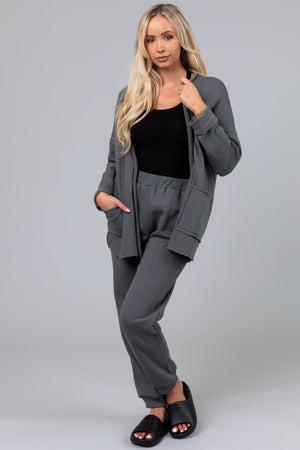 Ash Grey Elastic Fleece Joggers