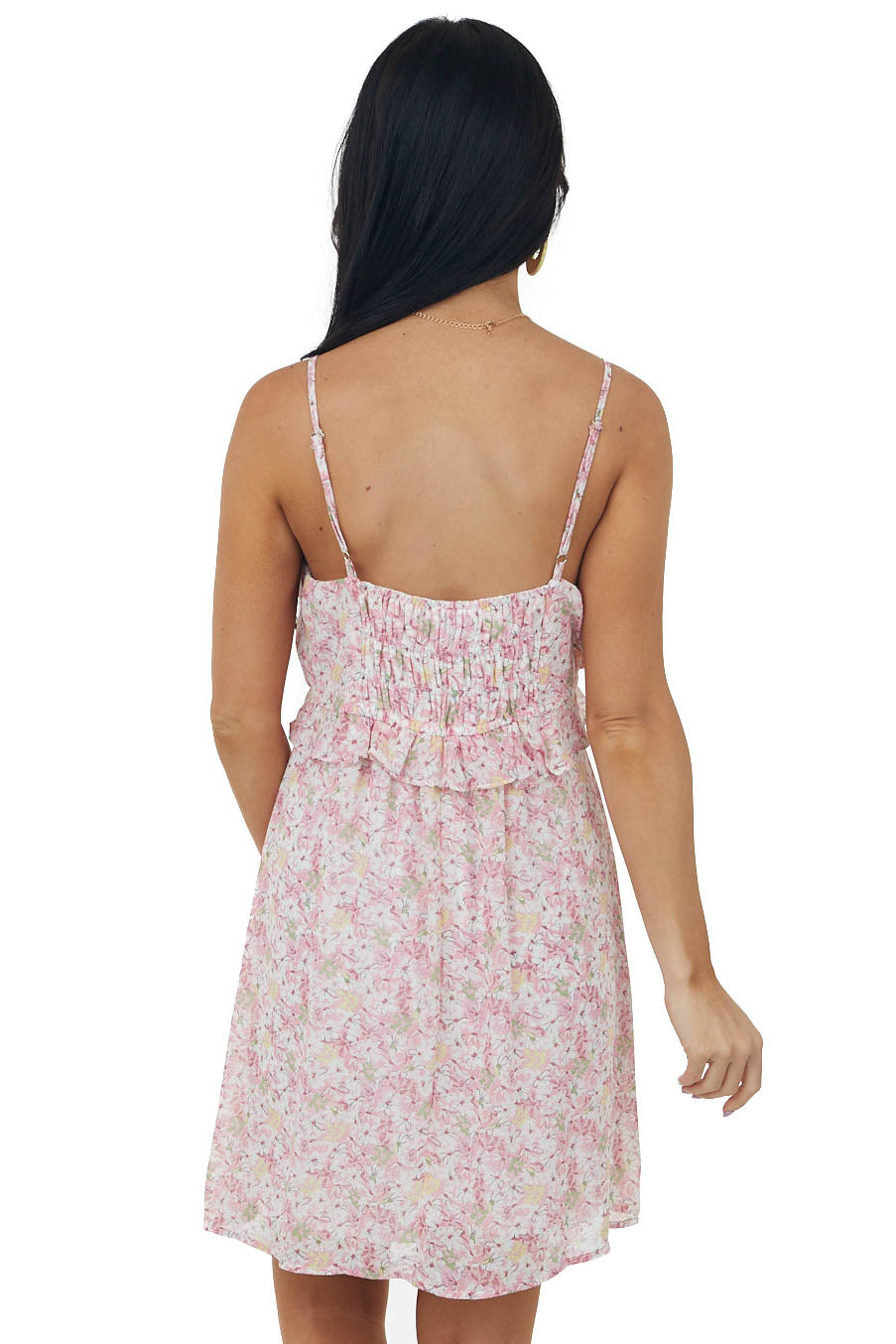 Baby Pink Floral Sleeveless Babydoll Dress