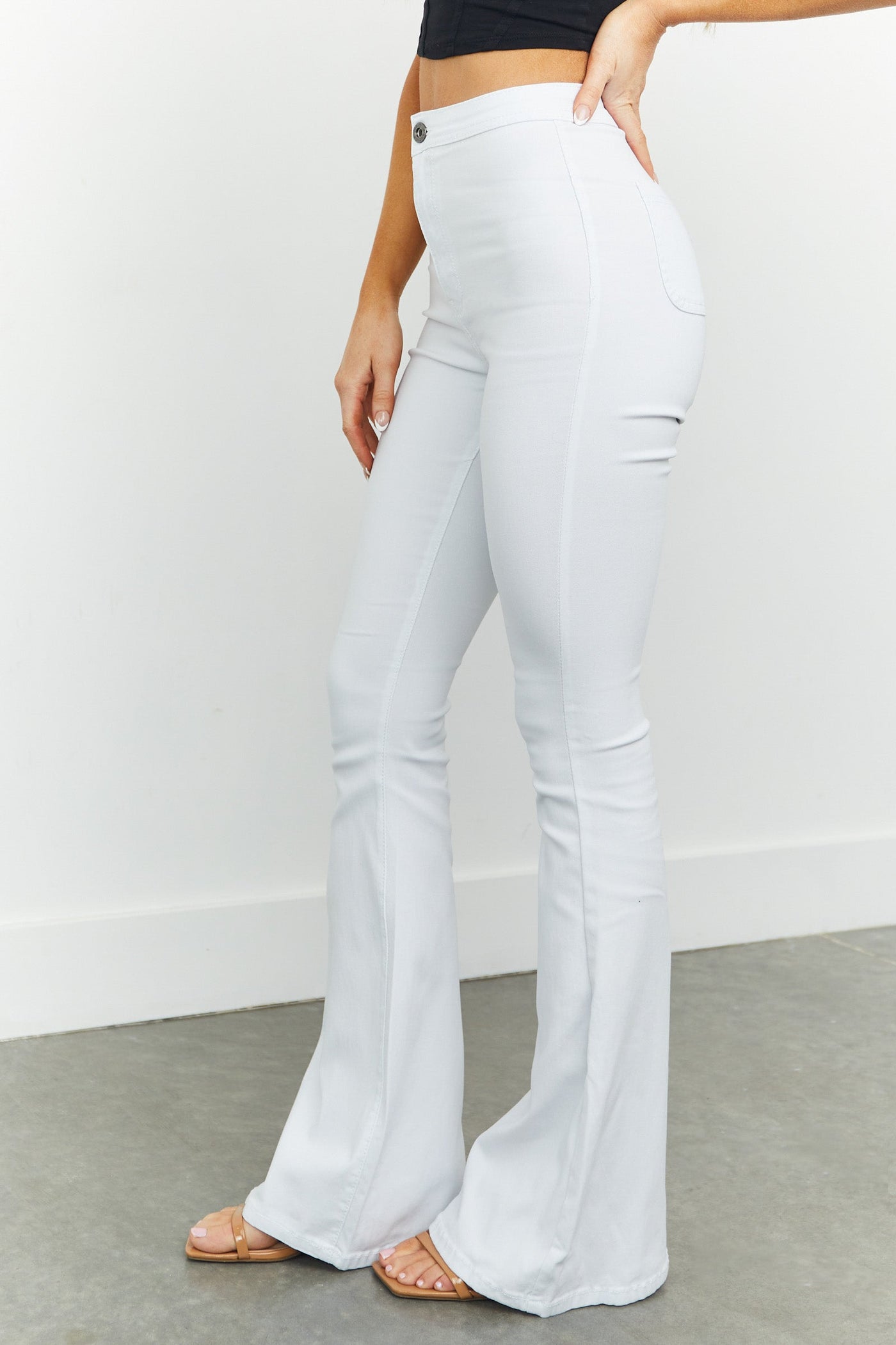 Bella White Super Stretch Flare Jeans