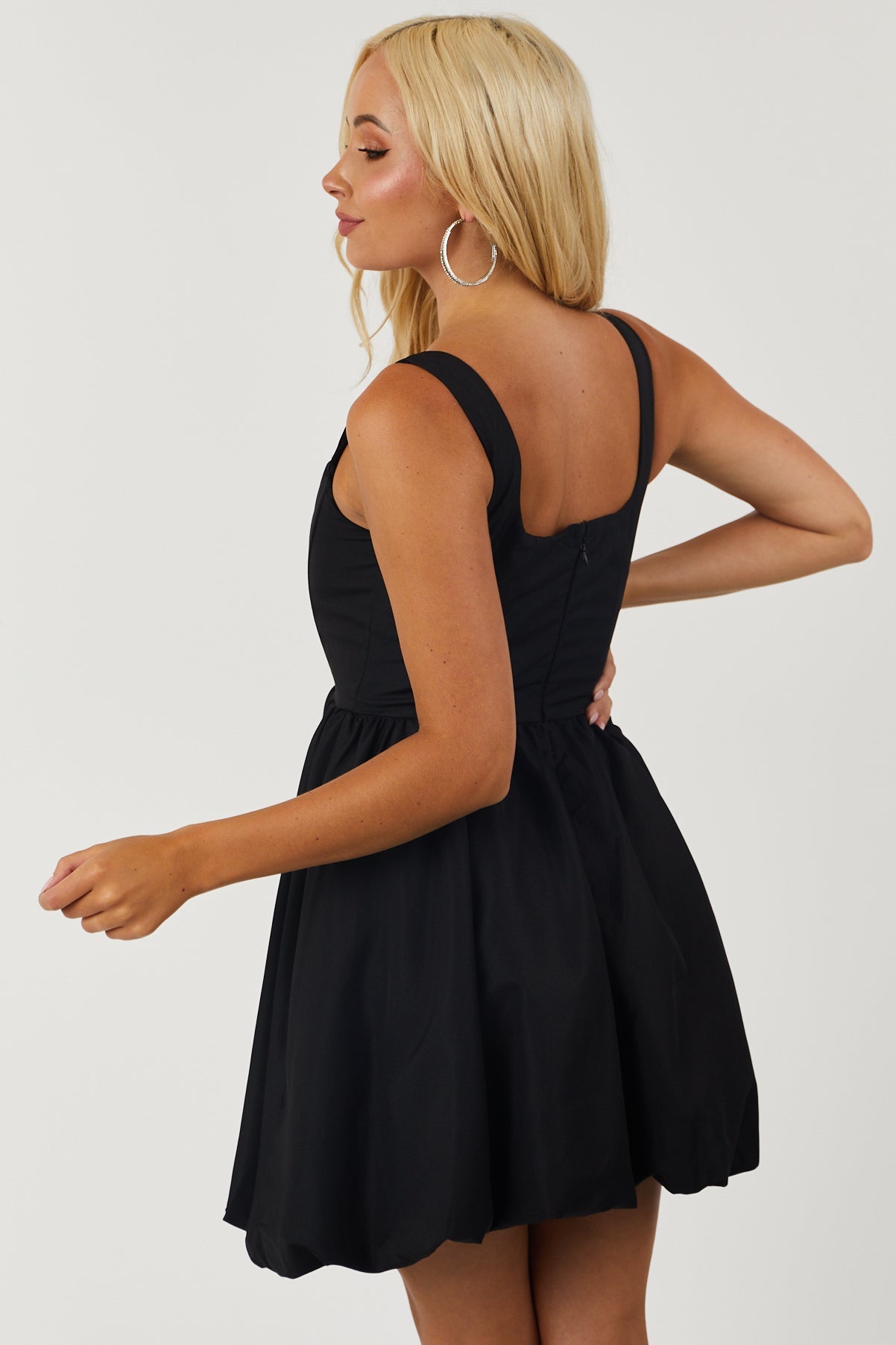 Black Bubble Hem Bustier Corset Dress