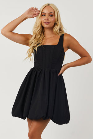 Black Bubble Hem Bustier Corset Dress
