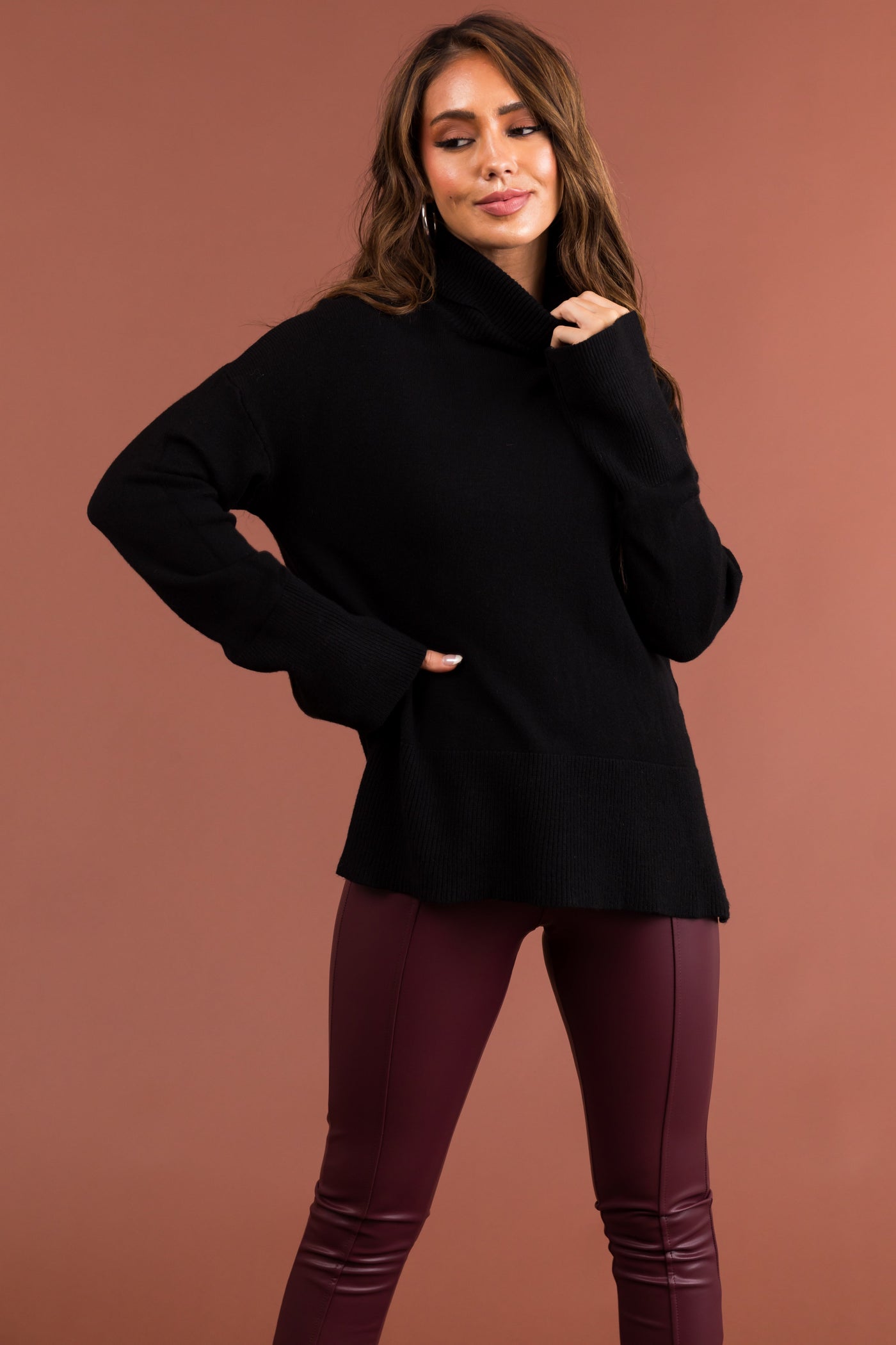 Black Buttery Soft Turtleneck Sweater