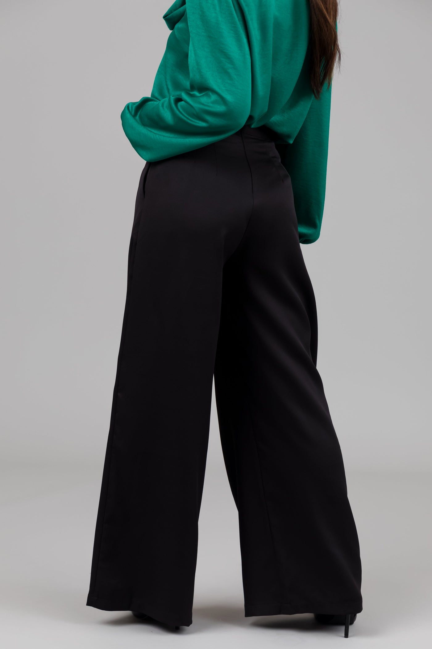 Black Criss Cross Button Wide Leg Pants