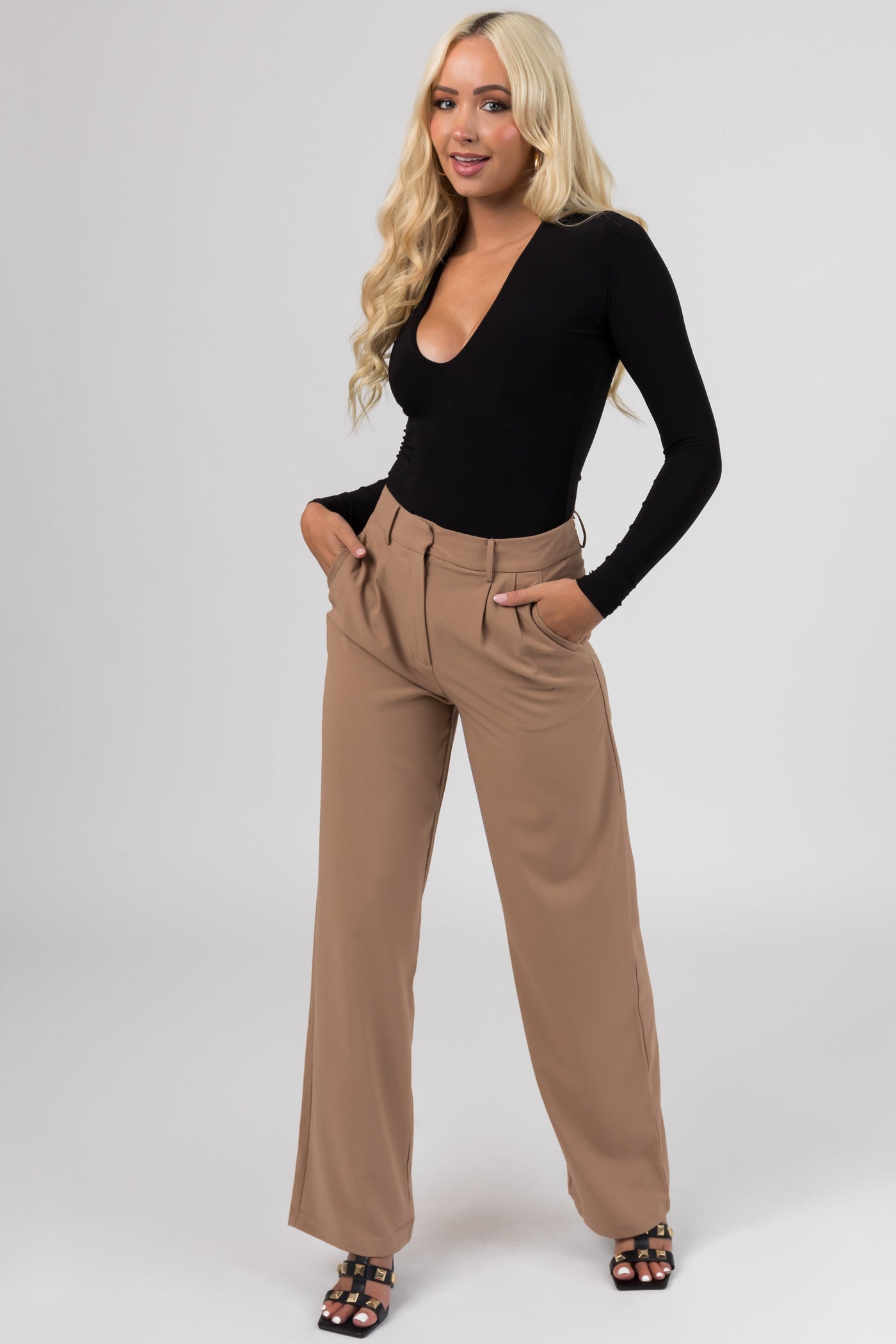 Black Deep V Bodysuit with Snap Buttons