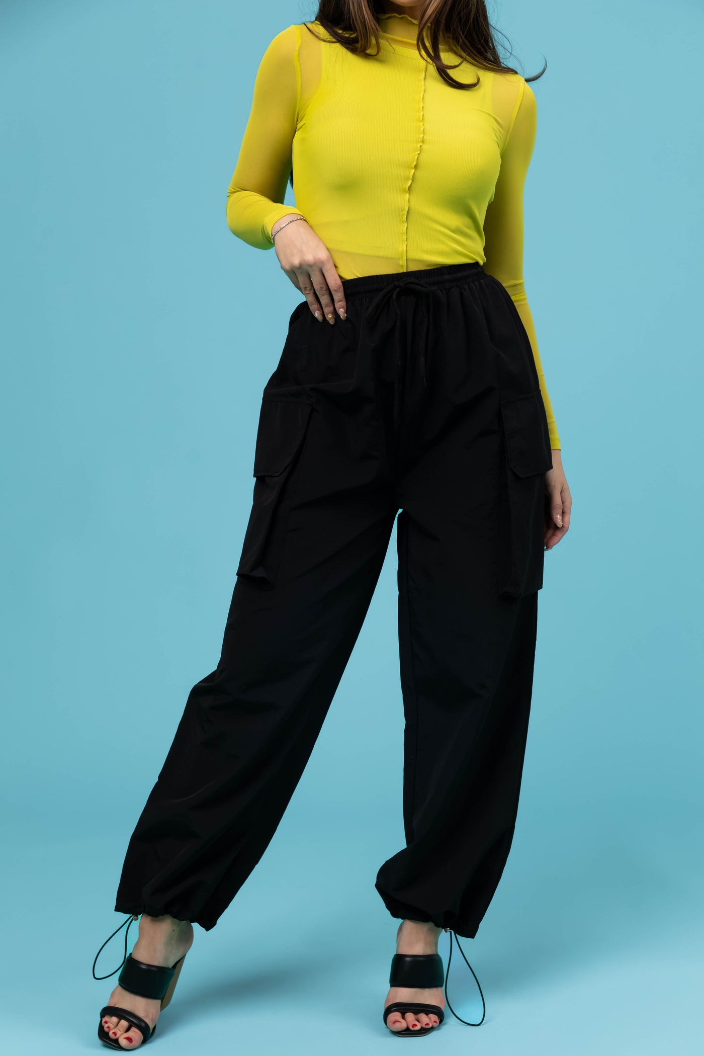 Black Drawstring Cargo Pants