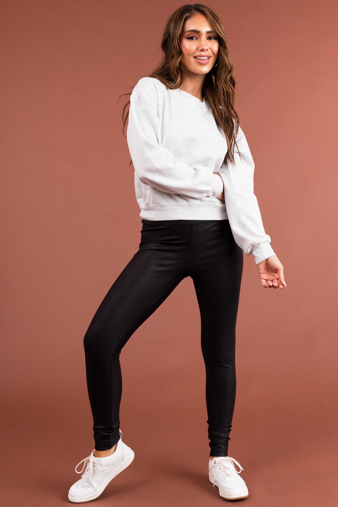 Black Faux Leather High Waisted Leggings