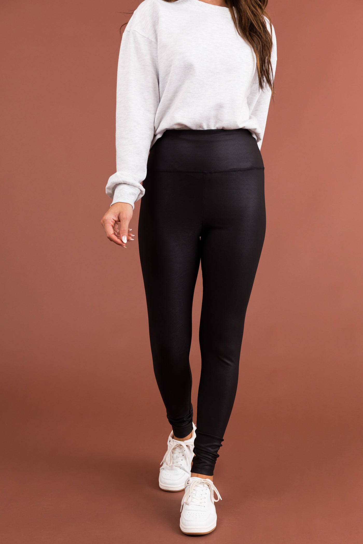 Black Faux Leather High Waisted Leggings