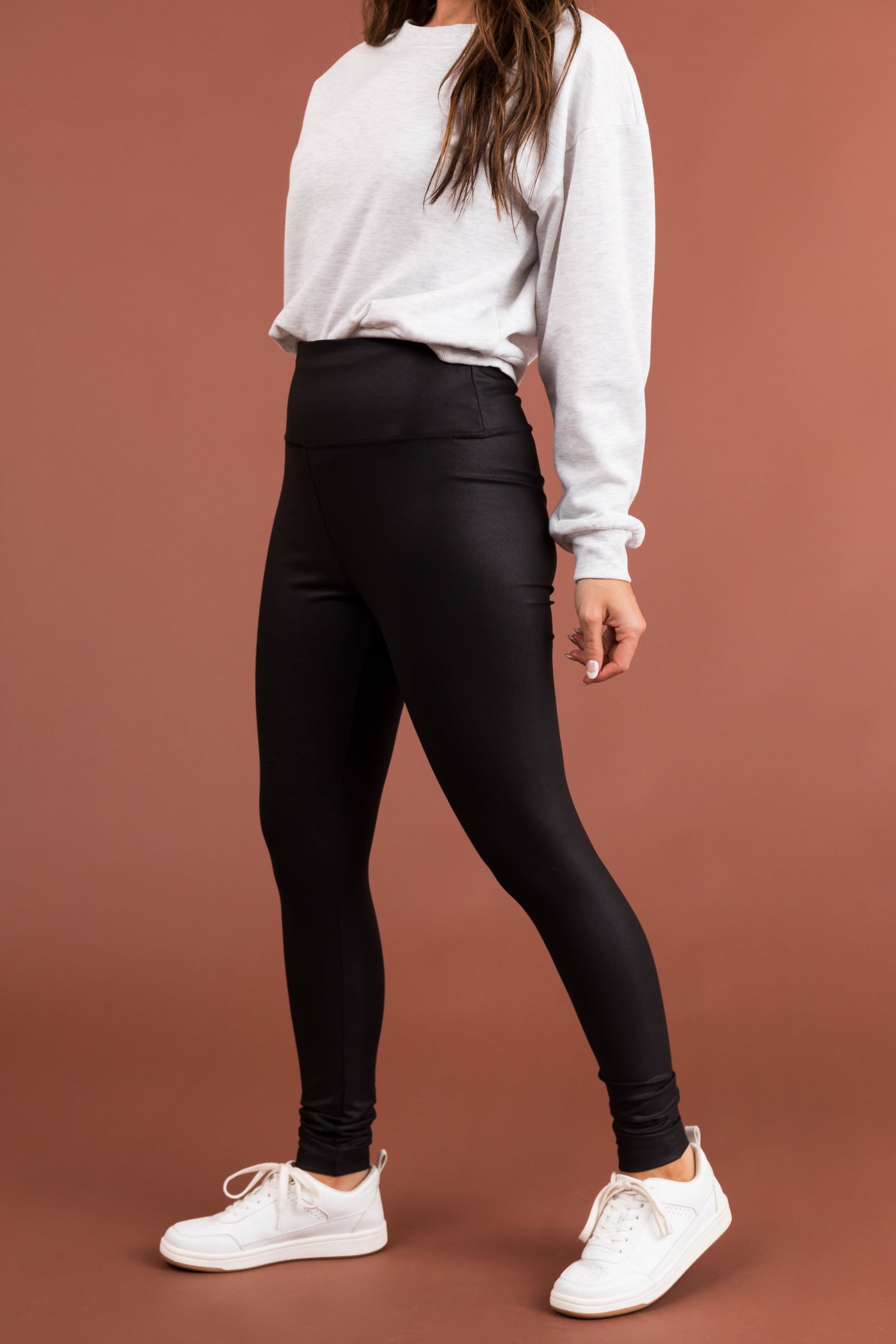 Black Faux Leather High Waisted Leggings