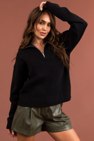 Black Half Zip Cozy Sweatshirt