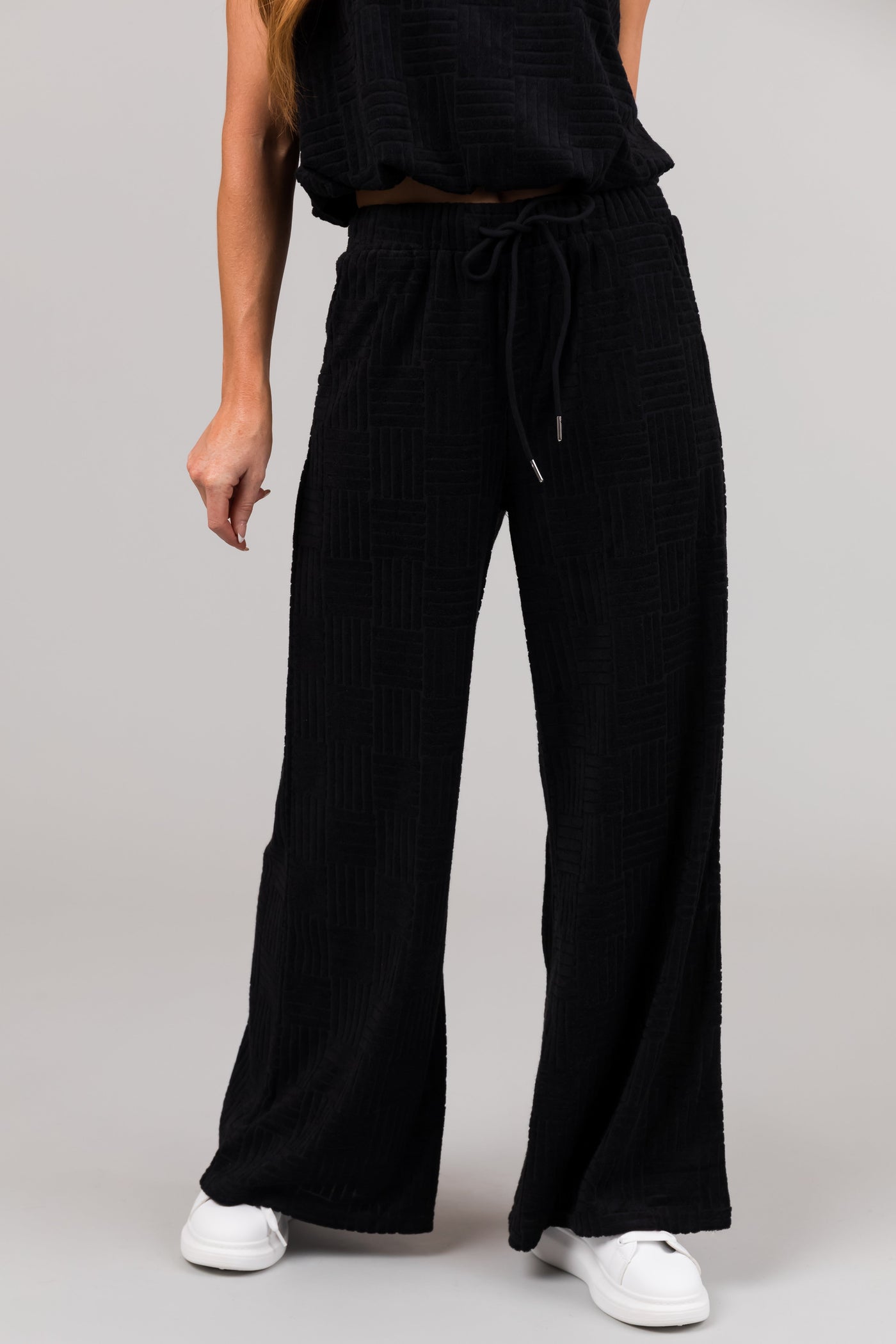 Black High Rise Wide Leg Pants with Pockets