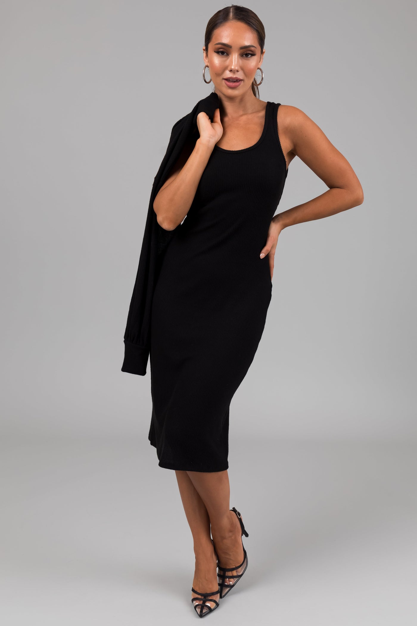 Black Knit Midi Dress with Bolero