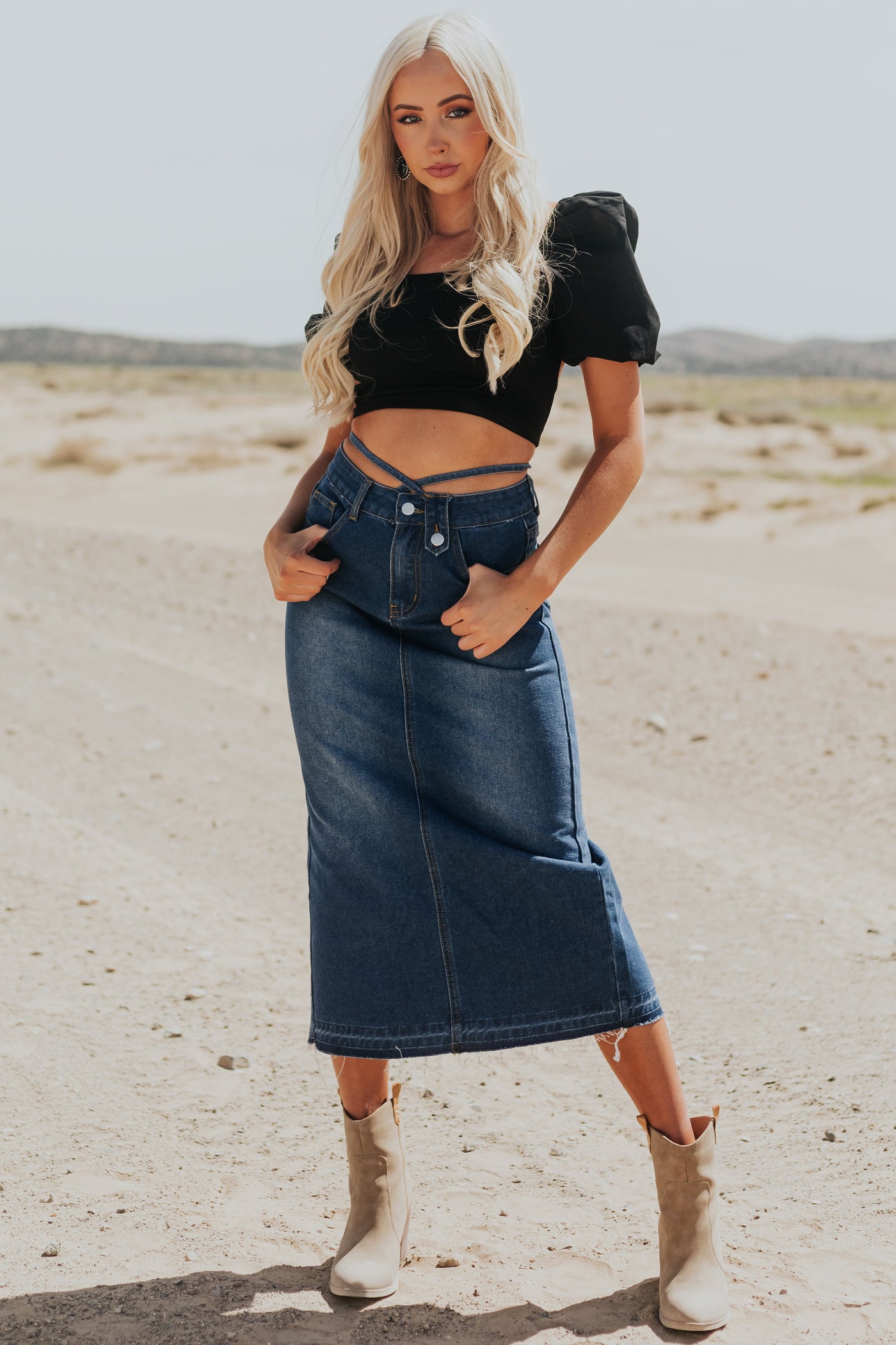 Black Puff Sleeve Strappy Open Back Crop Top