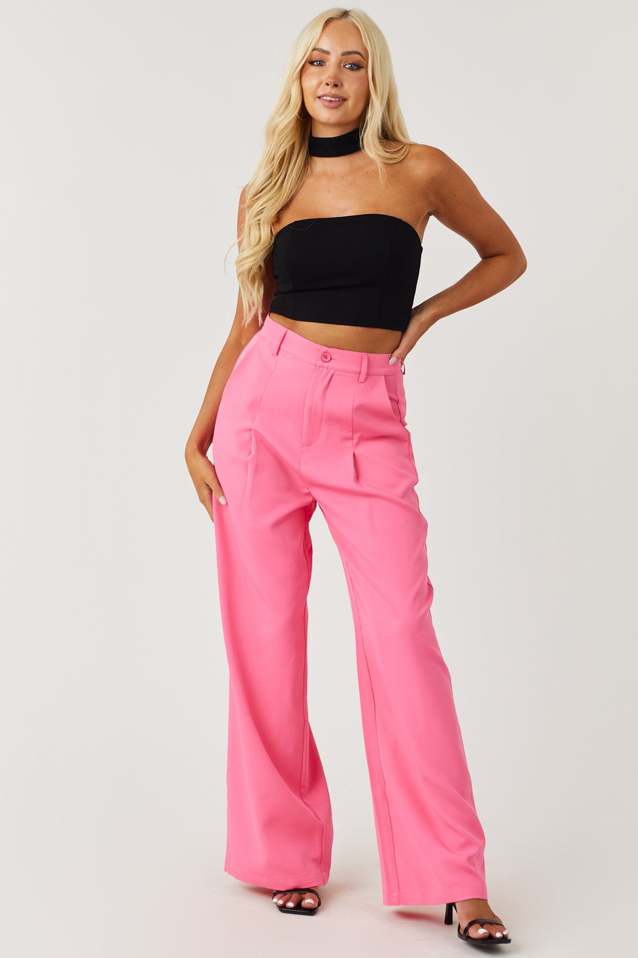 Black Racerback Mock Neck Strapless Crop Top