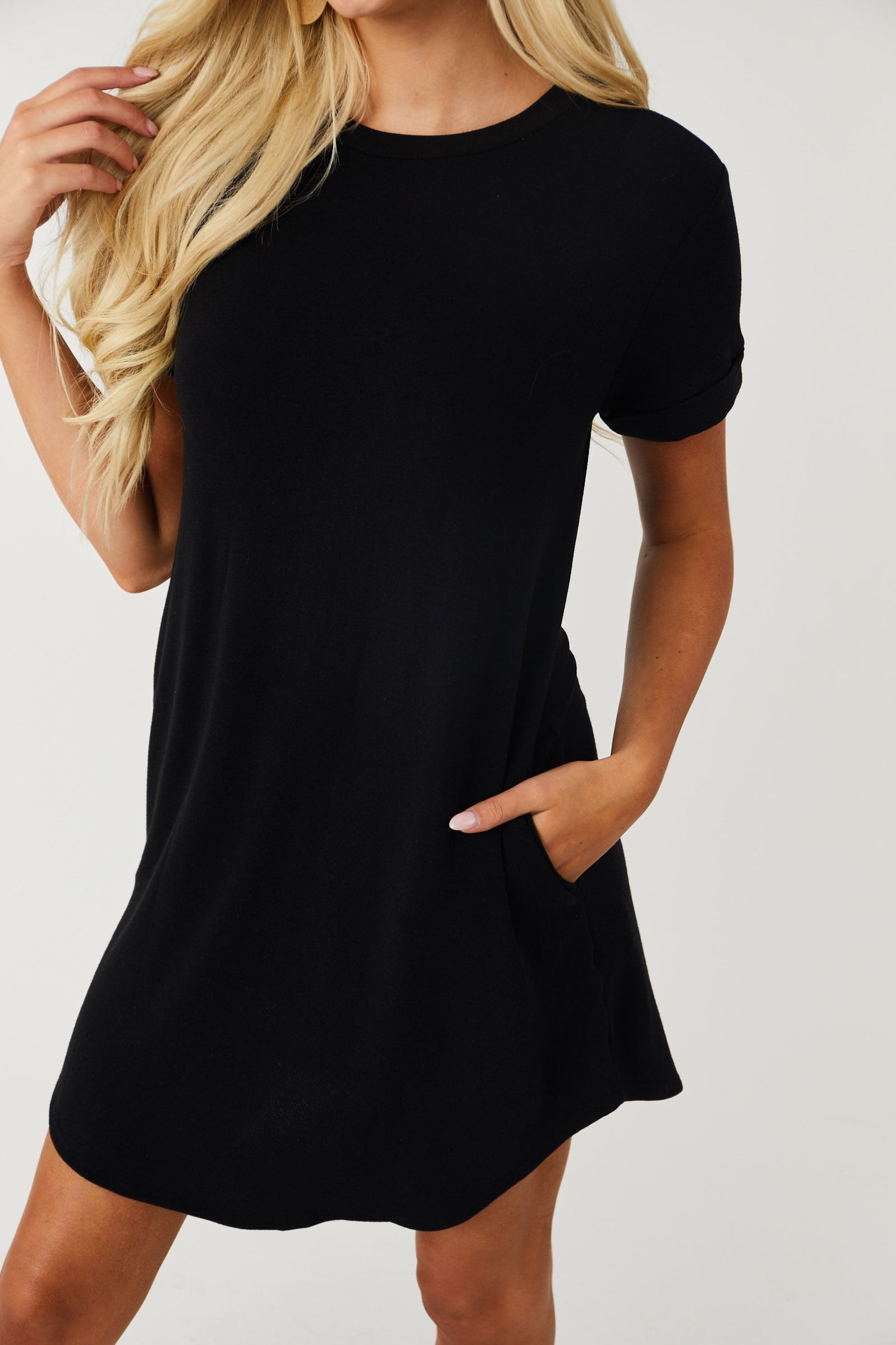 Black Short Sleeve Tee Shirt Mini Dress