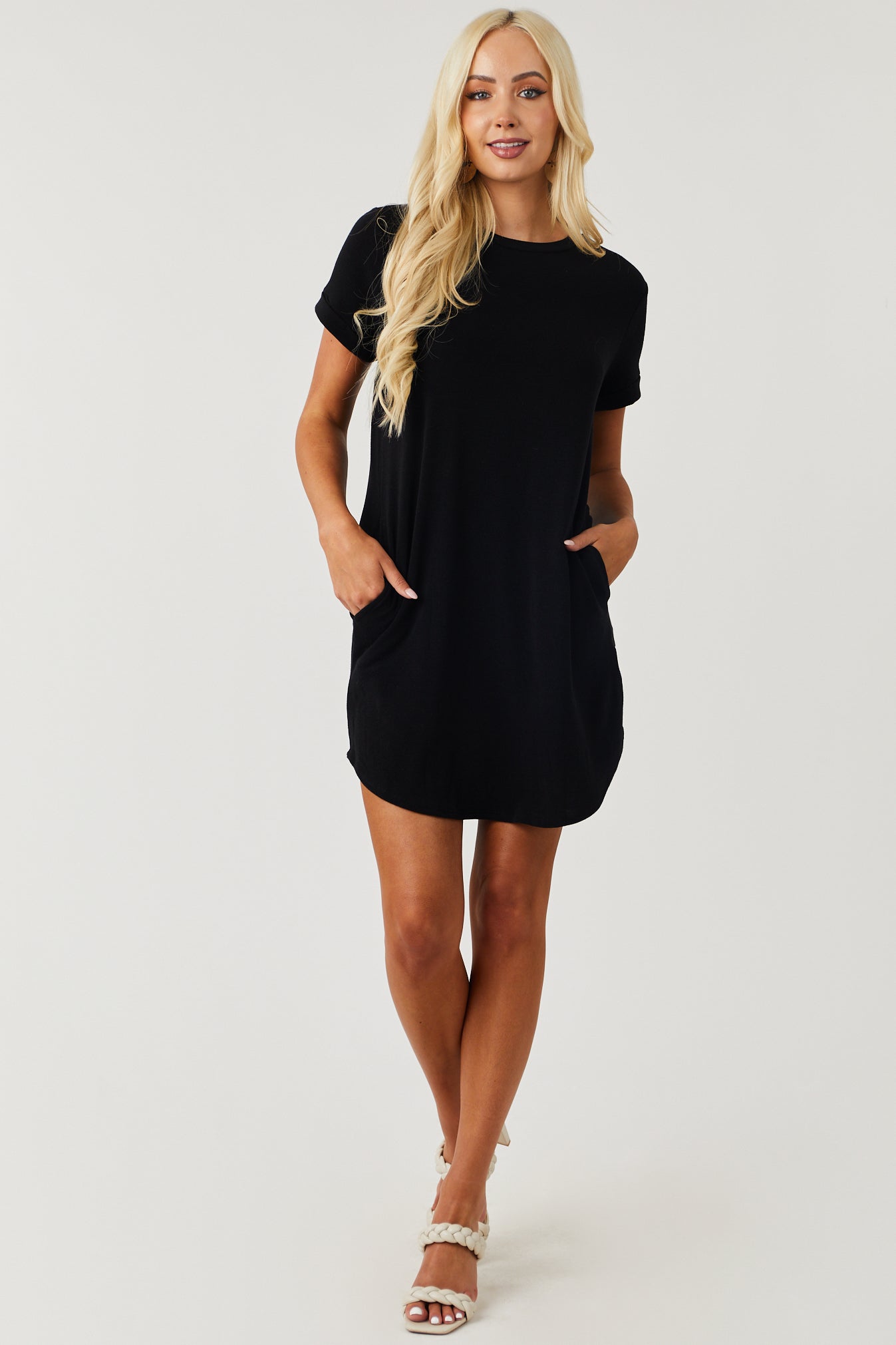 Black Short Sleeve Tee Shirt Mini Dress