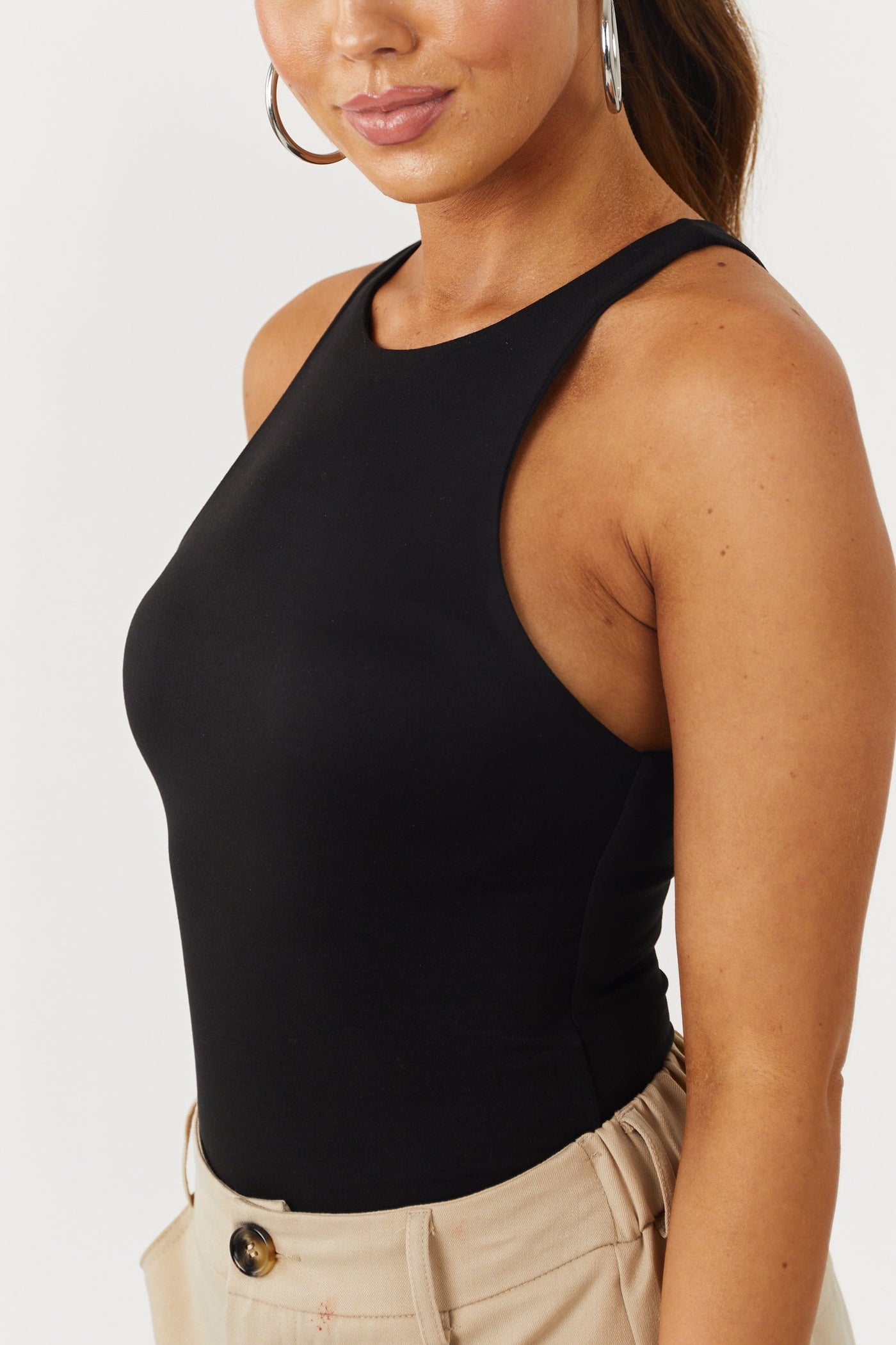 Black Soft Brushed Knit Sleeveless Bodysuit