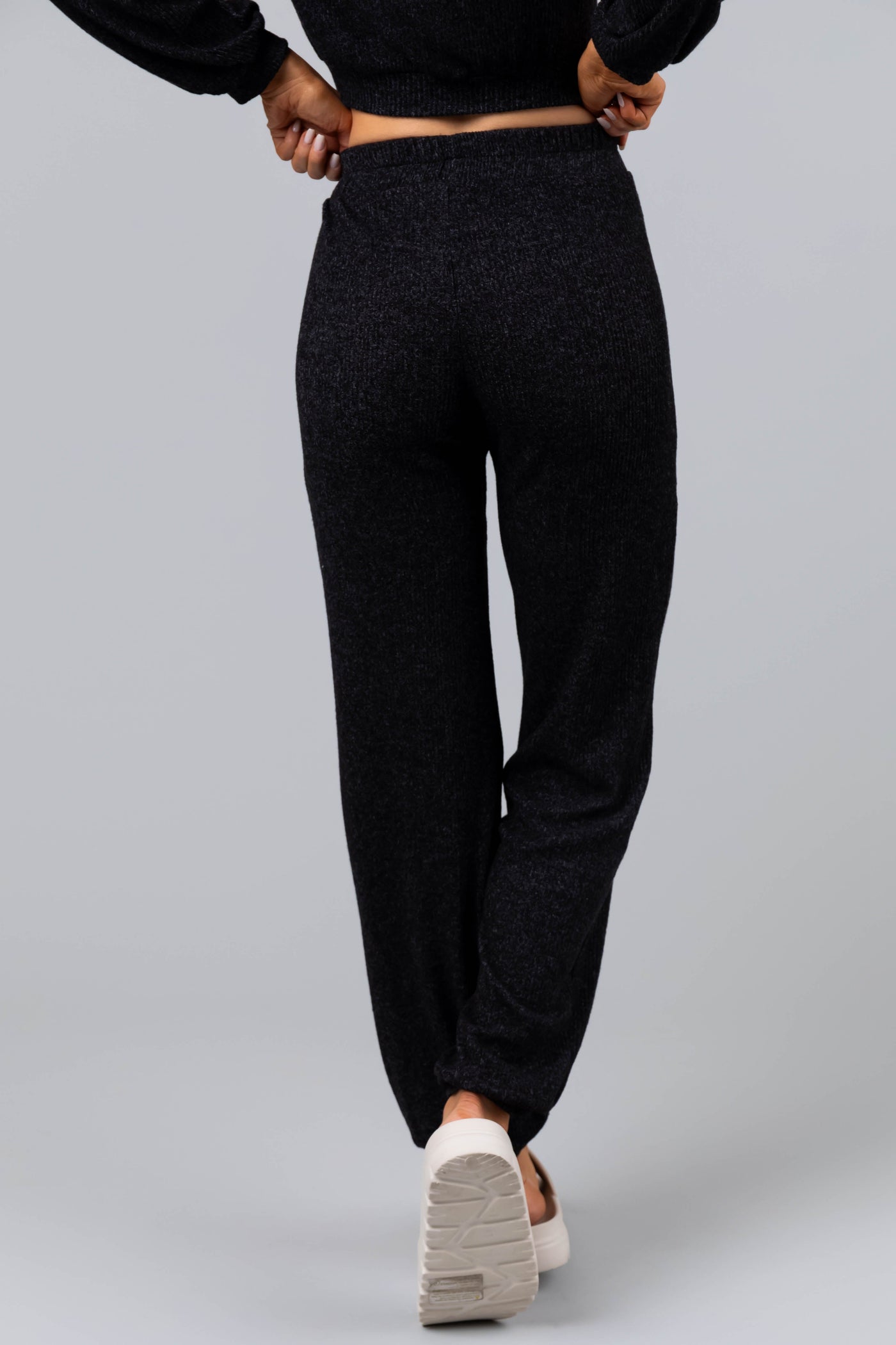 Black Soft Crop Top and Jogger Loungewear Set