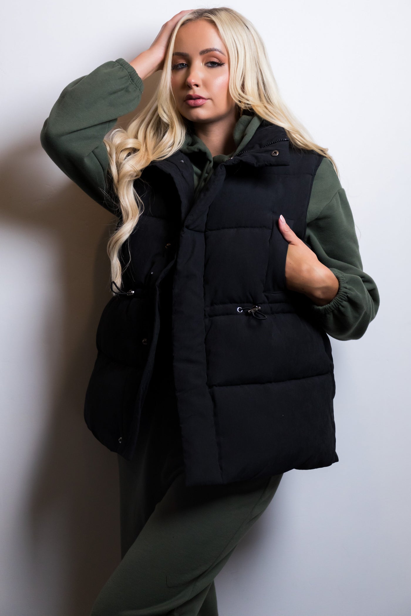 Black Soft Quilted Oversized Puffer Vest