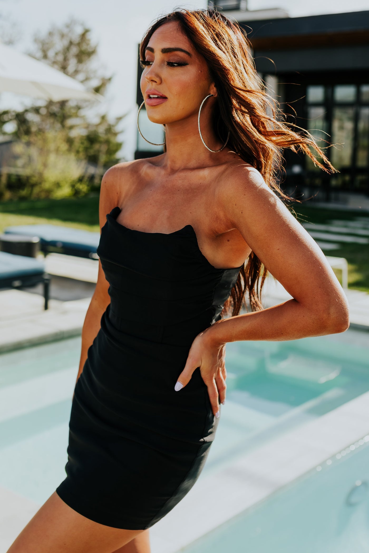 Black Strapless Corset Bodice Bodycon Mini Dress