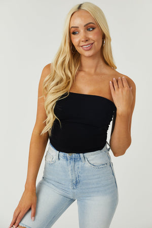 Black Strapless Knit Top with Built in Bra