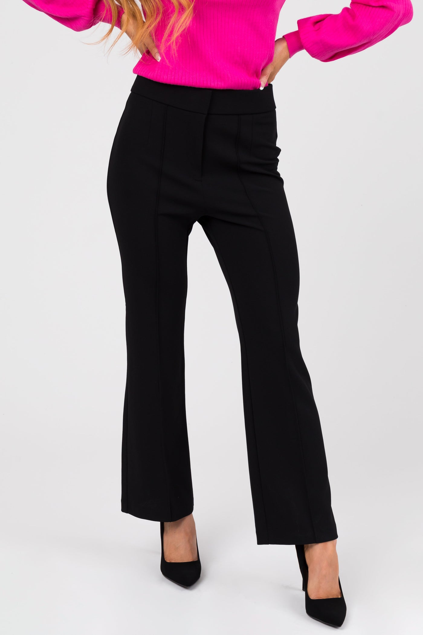 Black Stretchy Flared Dart Pant