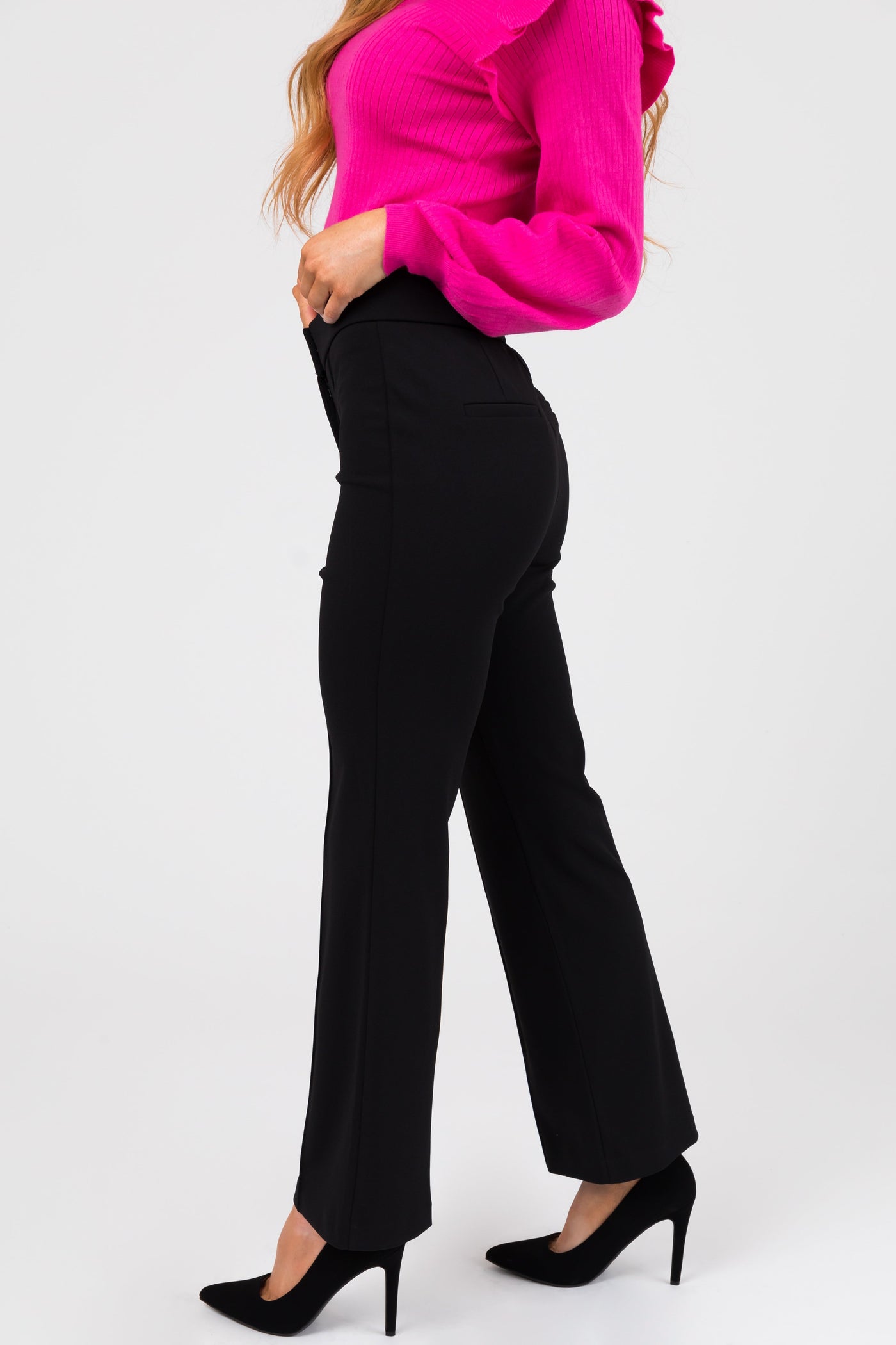 Black Stretchy Flared Dart Pant
