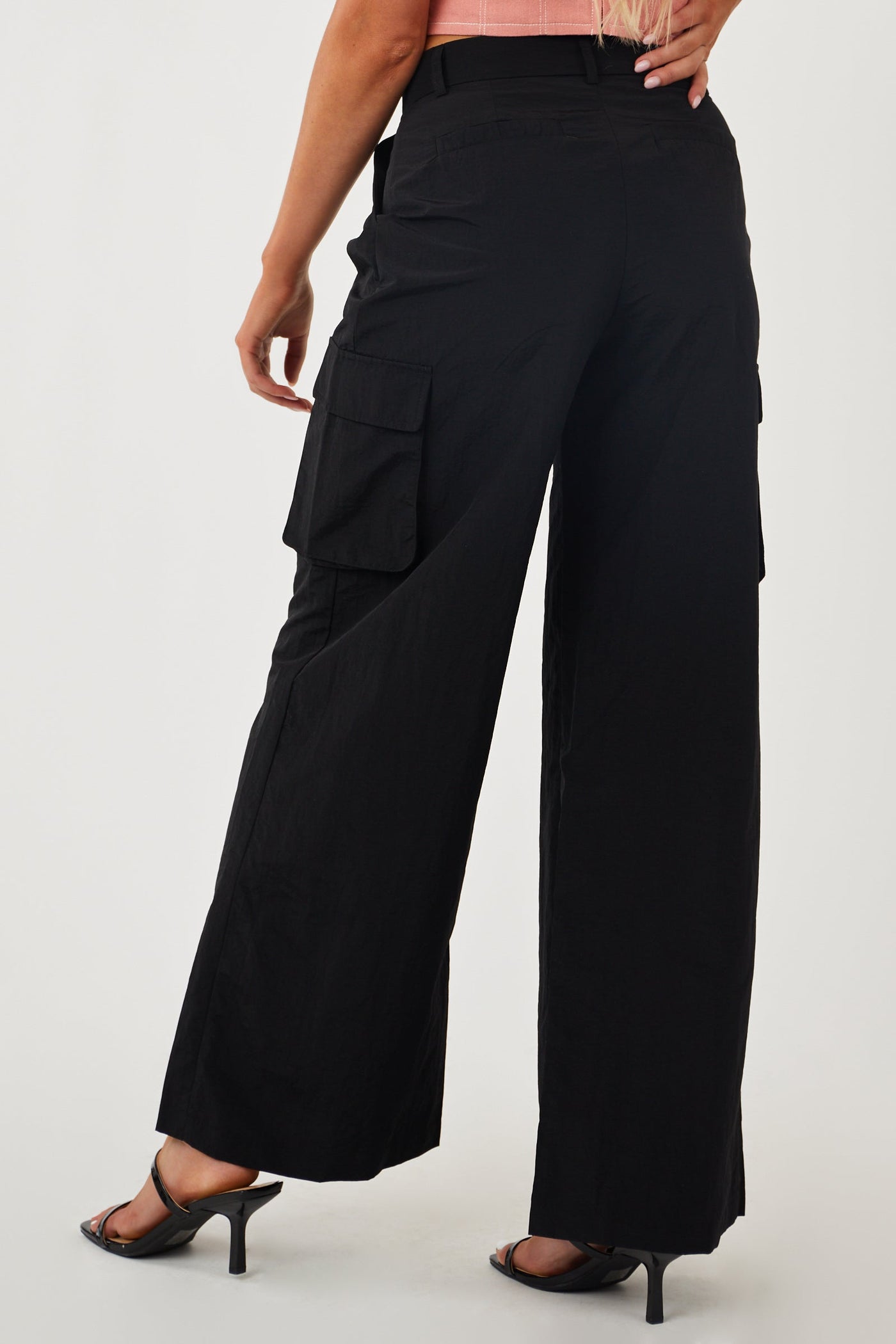 Black Wide Leg Cargo Pants with Pockets