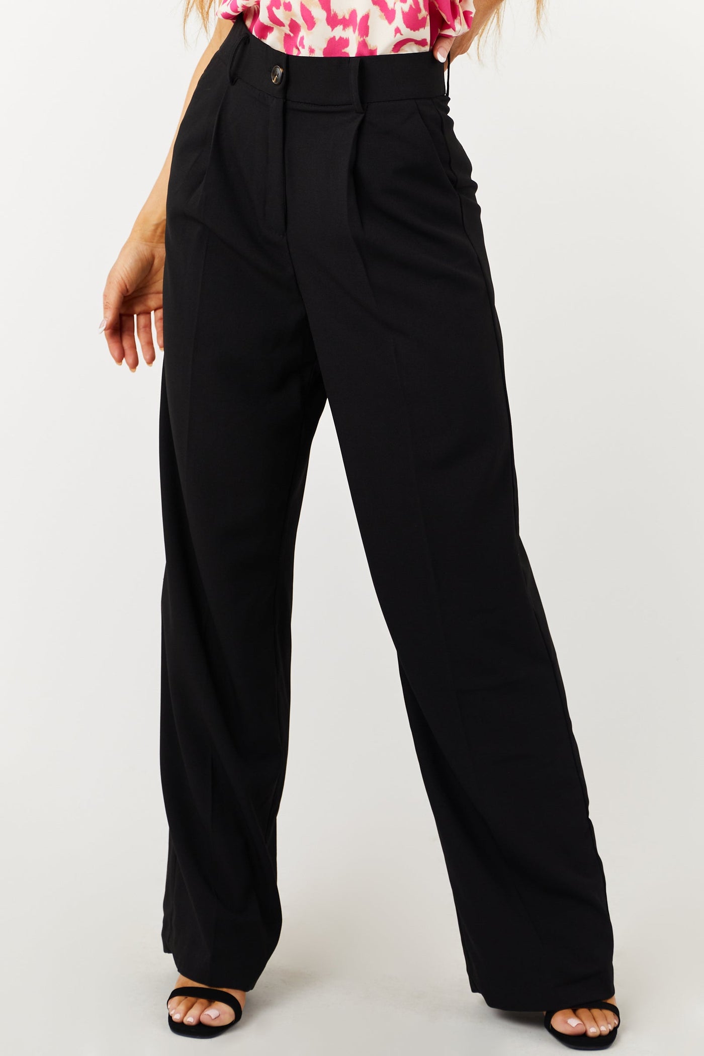 Black Wide Leg High Waisted Dress Pants