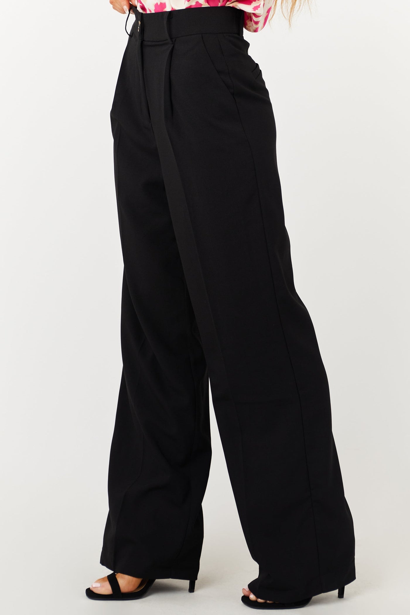 Black Wide Leg High Waisted Dress Pants