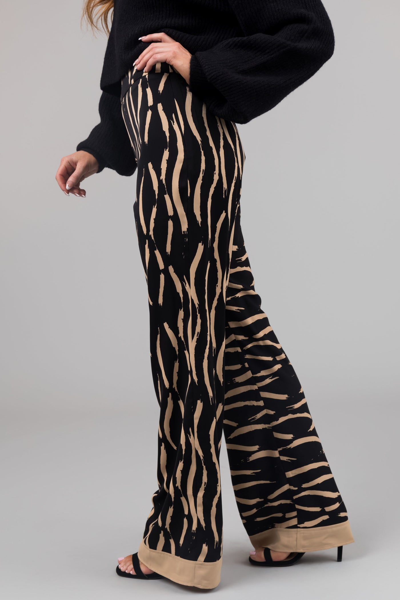 Black and Beige Zebra Print Pants