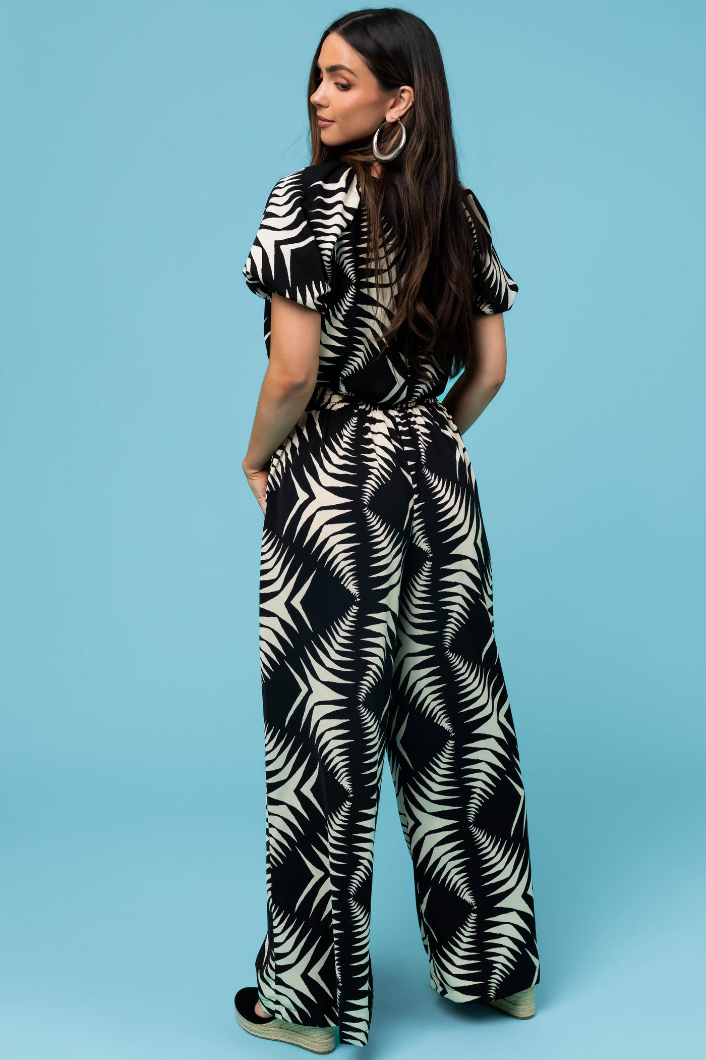 Black and Cream Wide Leg Pants