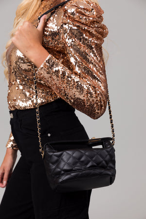 Black Cushion Bucket Shoulder Strap Bag