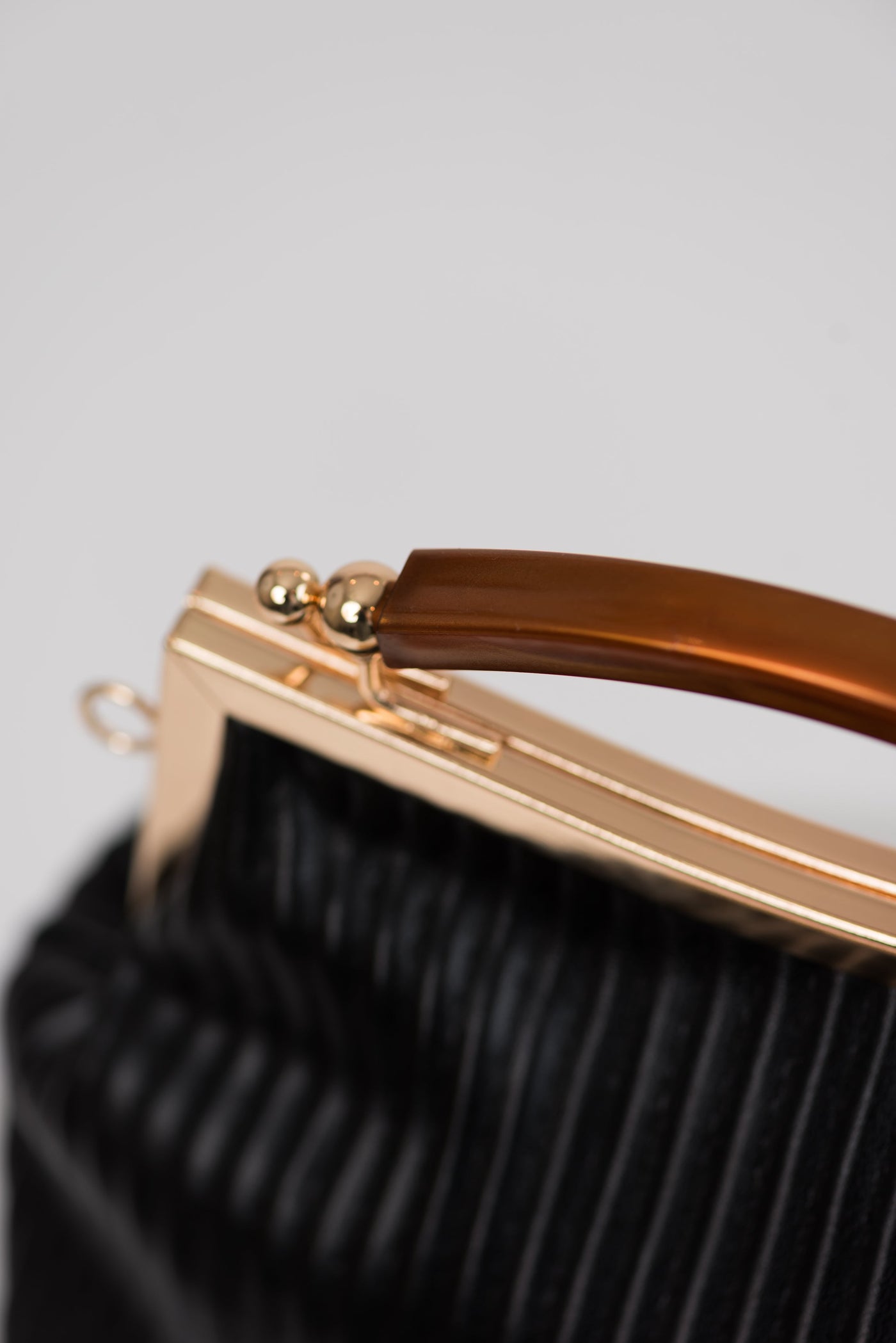 Black Ribbed Faux Leather Clutch with Chain Strap