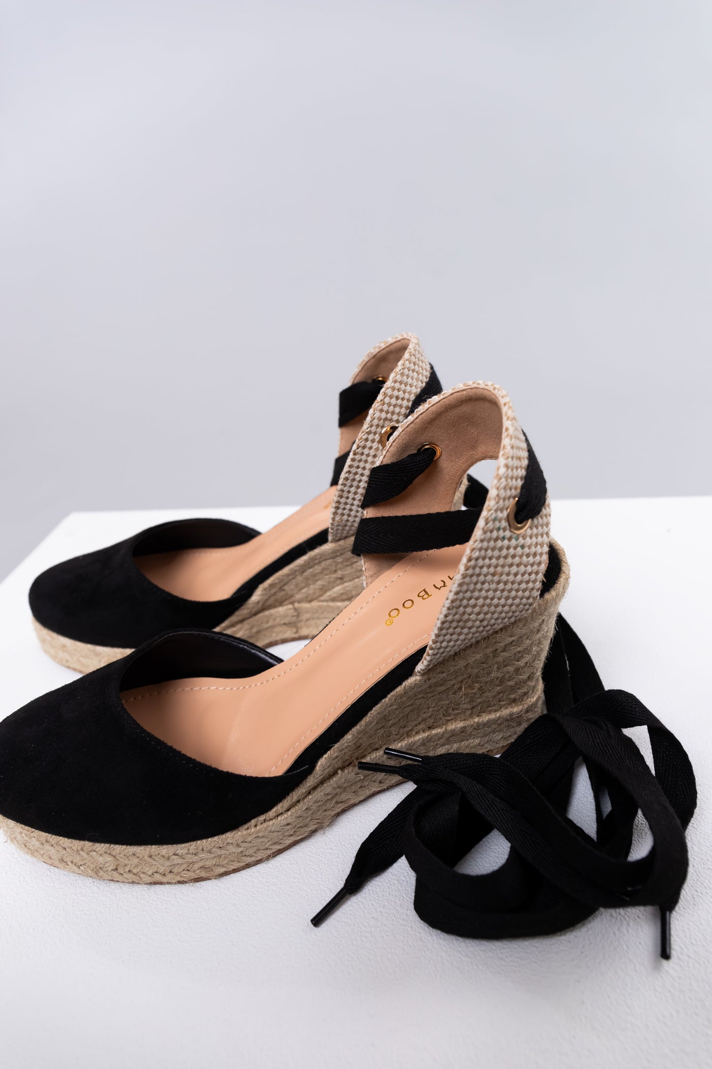 Black Suede Closed Toe Espadrille Wedges