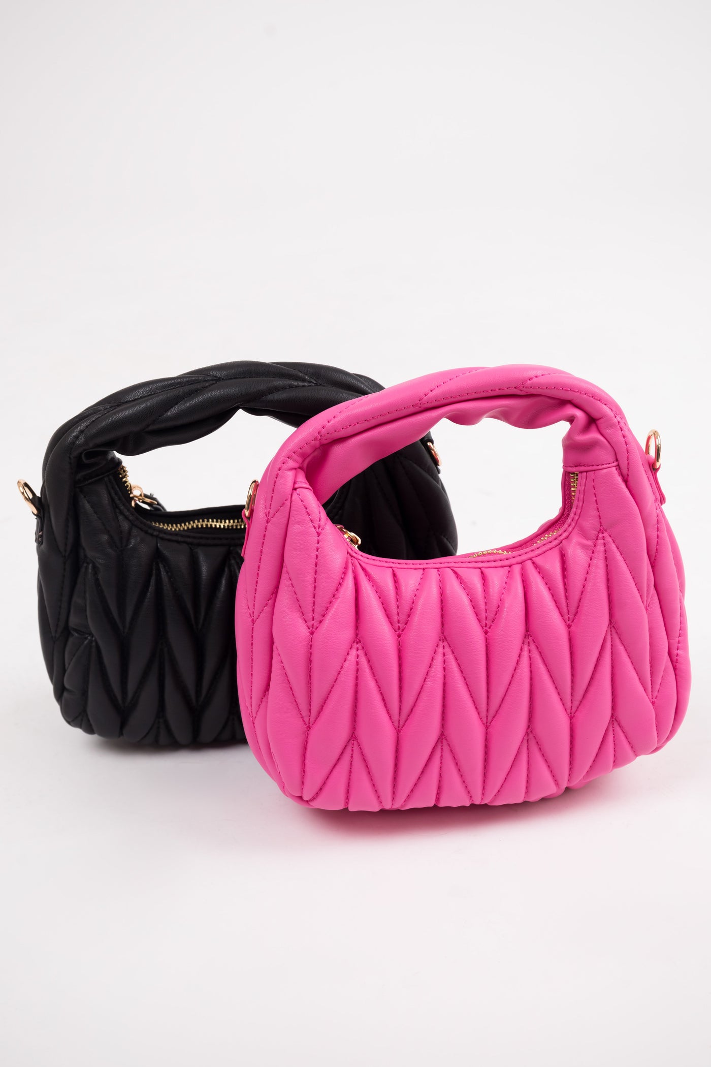 Black Textured Pleather Hand Bag