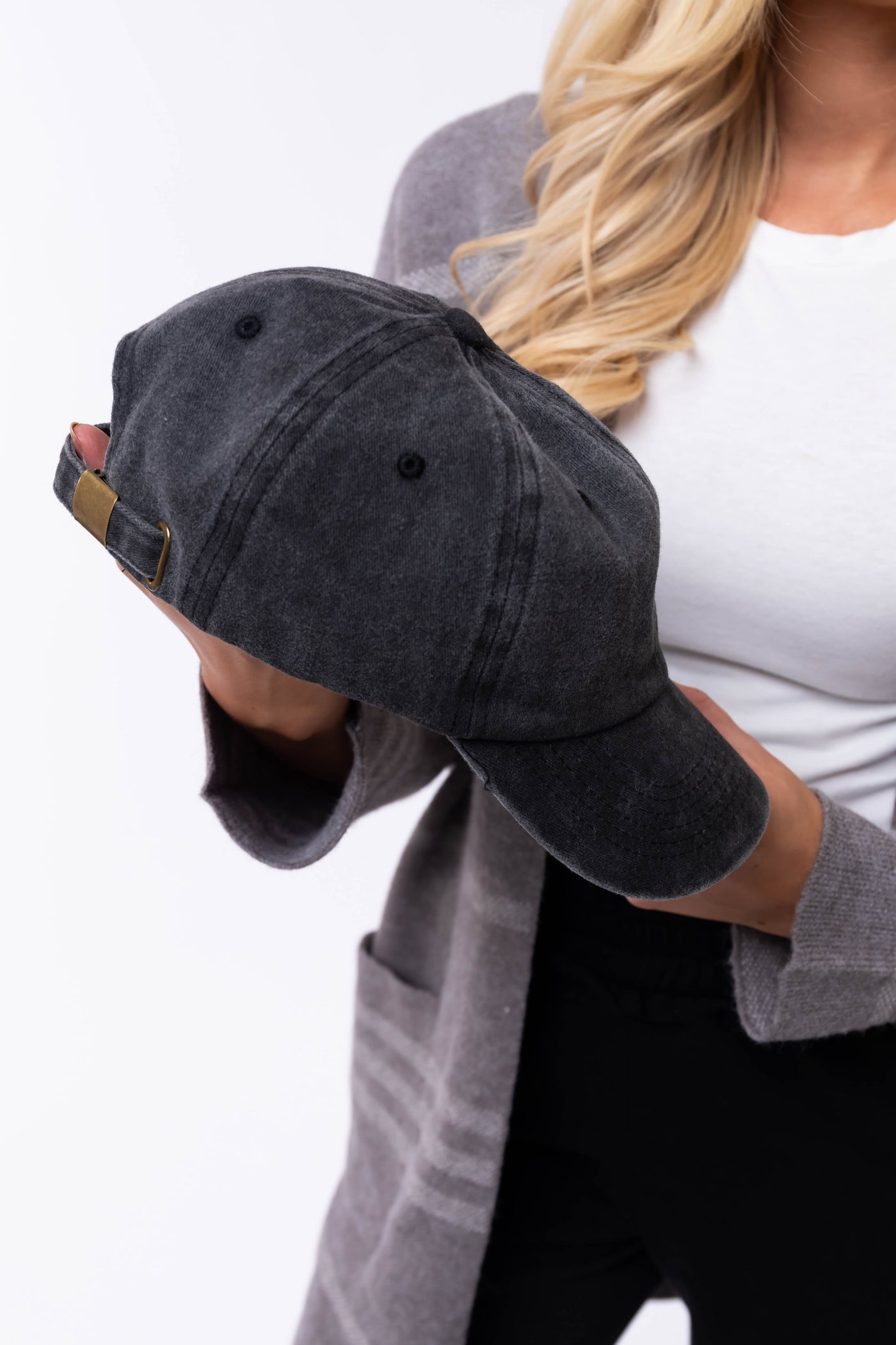Black Washed Solid Baseball Cap
