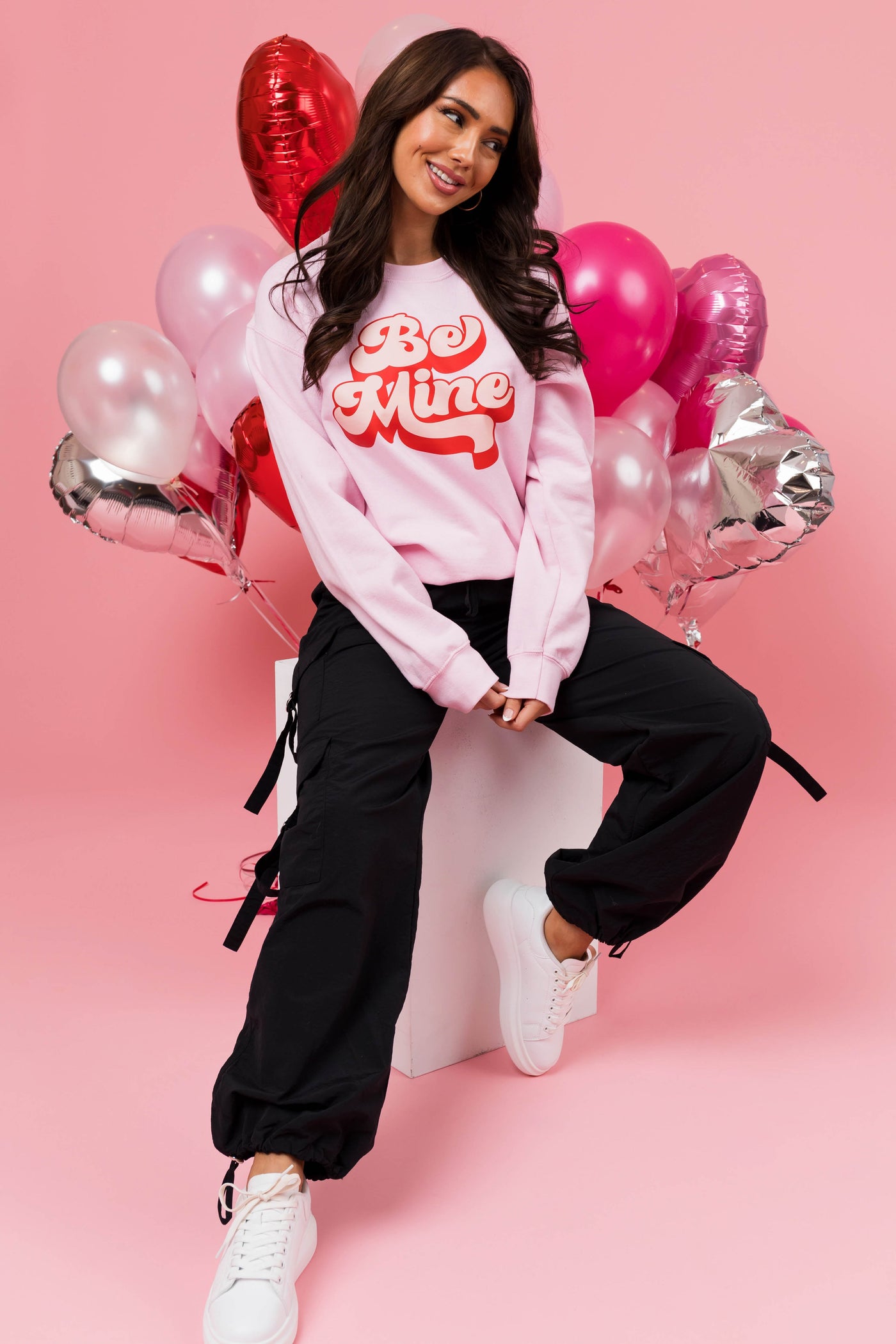 Blush 'Be Mine' Groovy Graphic Sweatshirt