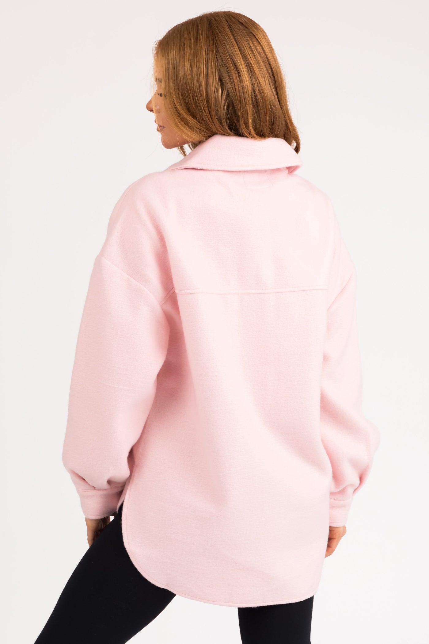 Blush Button Down Shacket with Chest Pockets