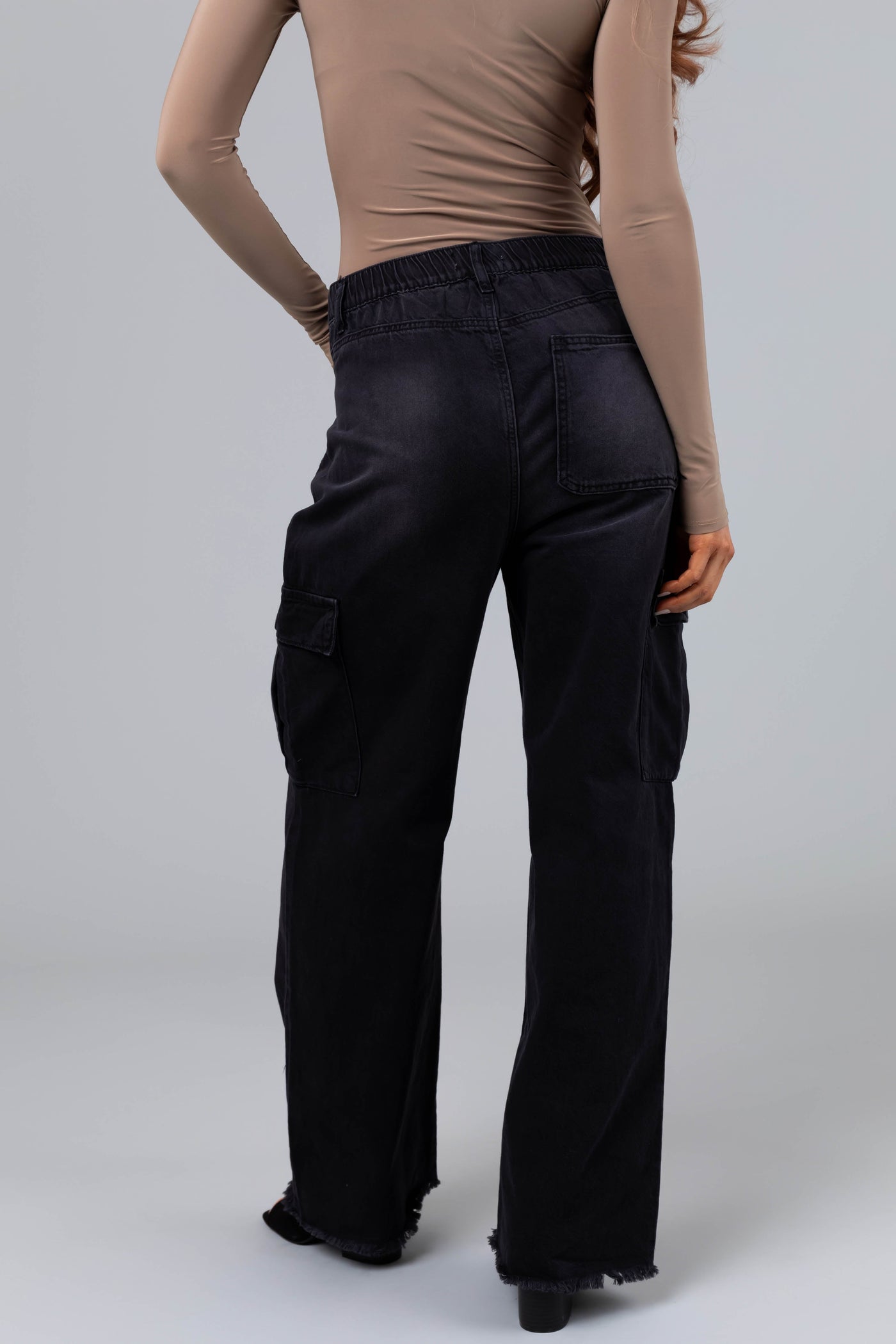 Boom Boom Black Cargo Wide Leg Jeans