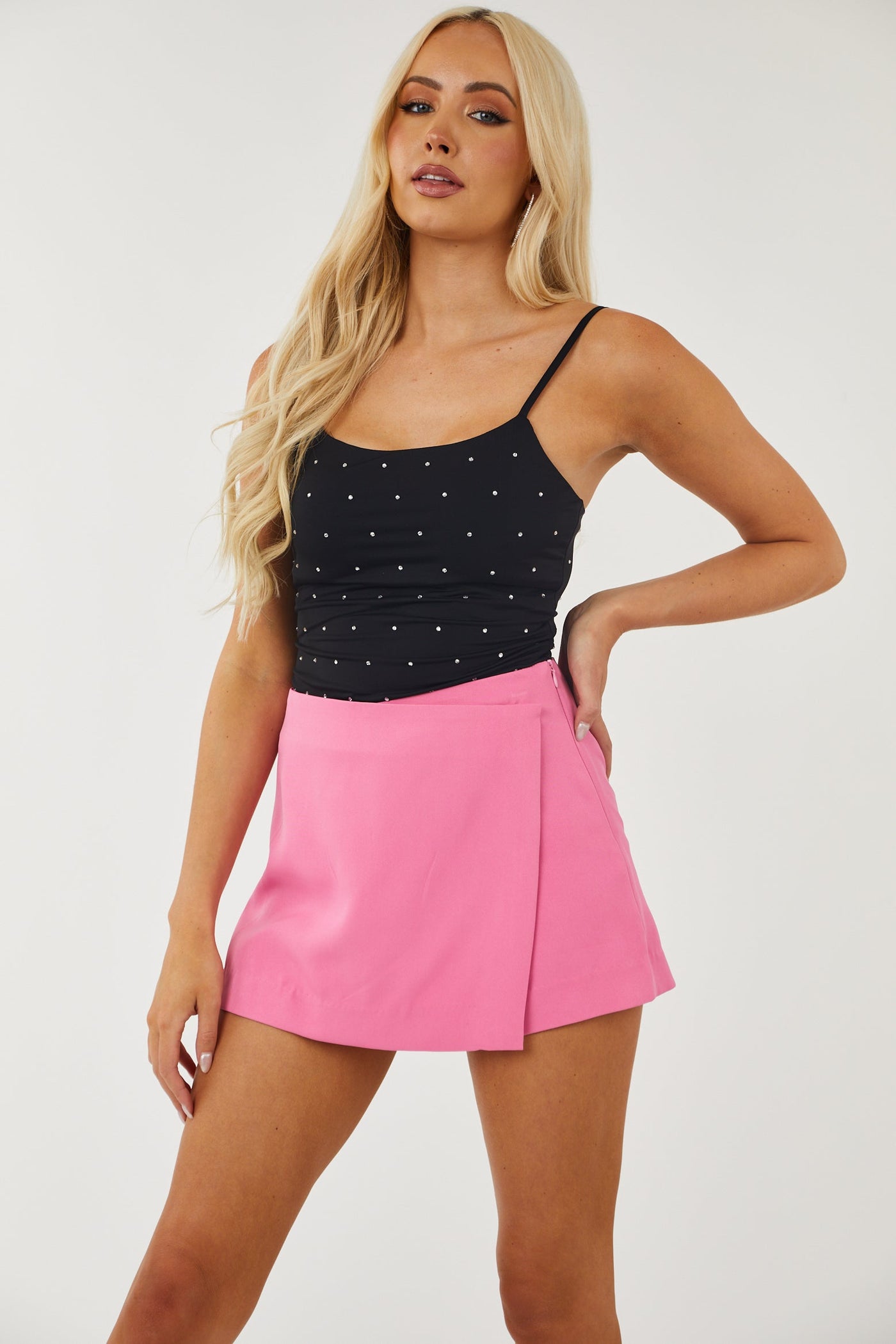 Bright Bubblegum Pink Asymmetrical Hem Skort