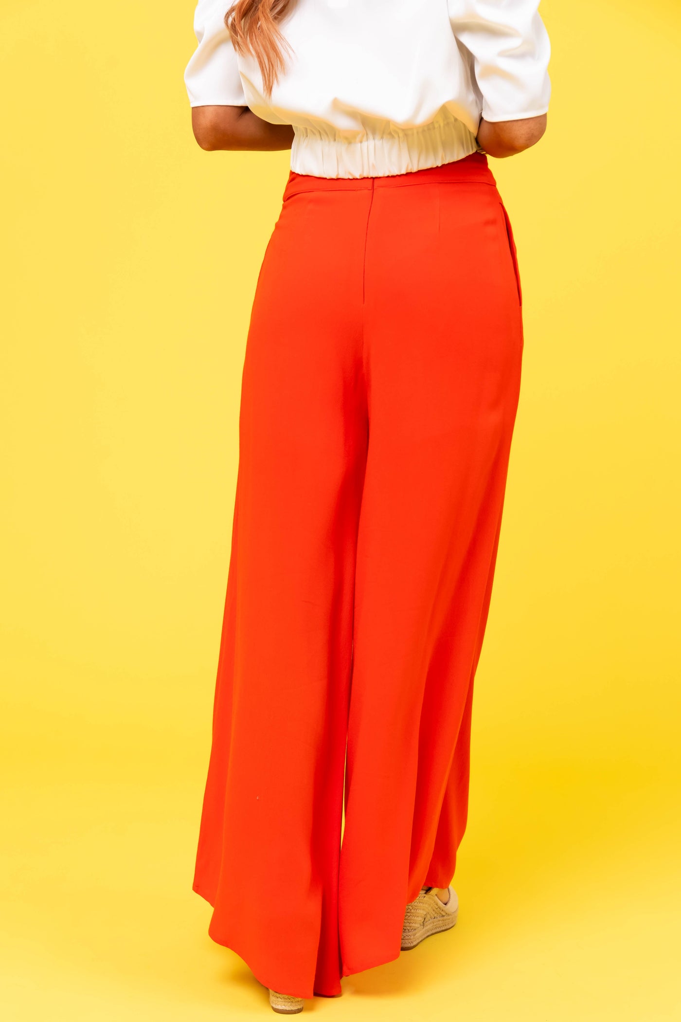 Bright Fire High Waist Wide Leg Pants