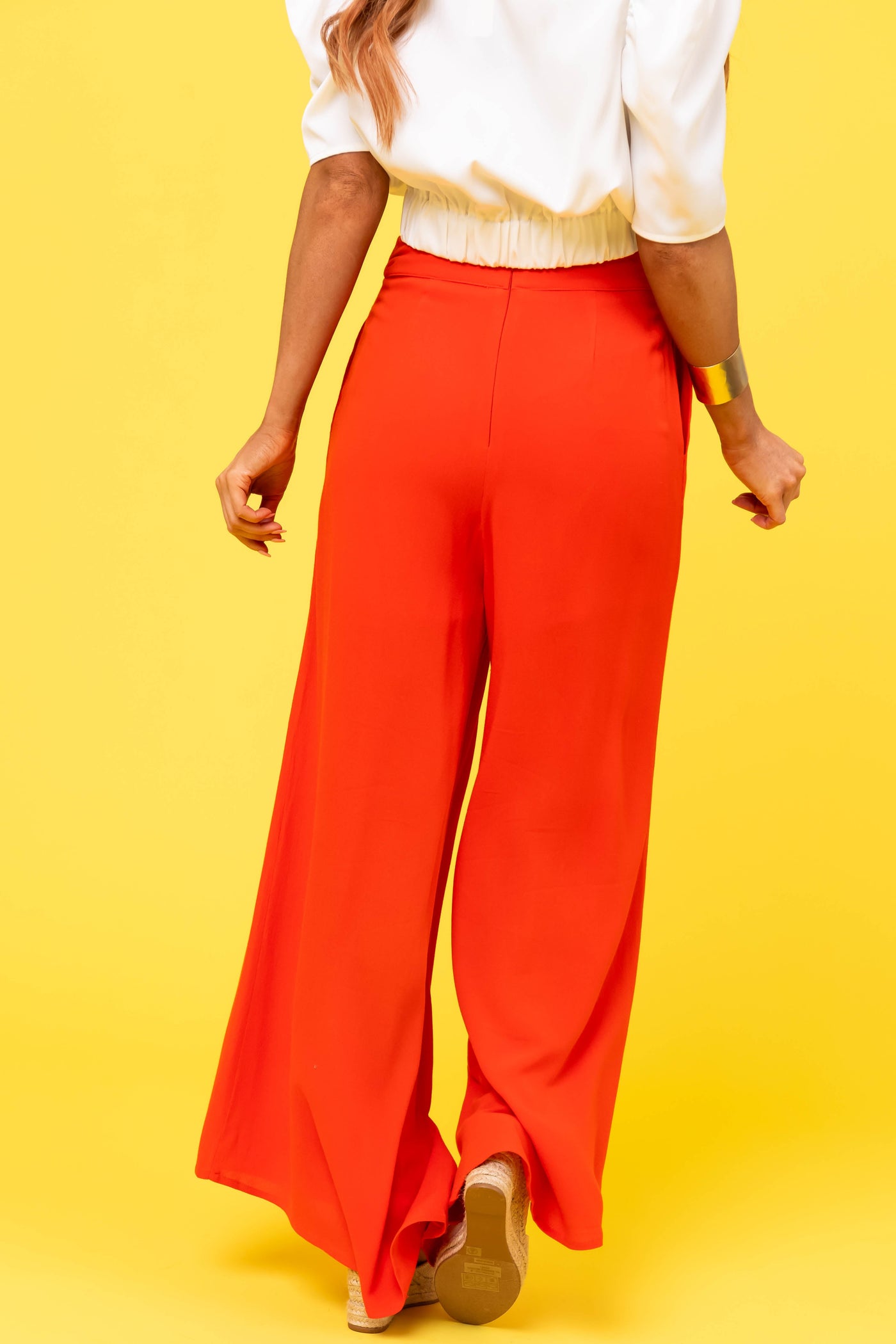 Bright Fire High Waist Wide Leg Pants