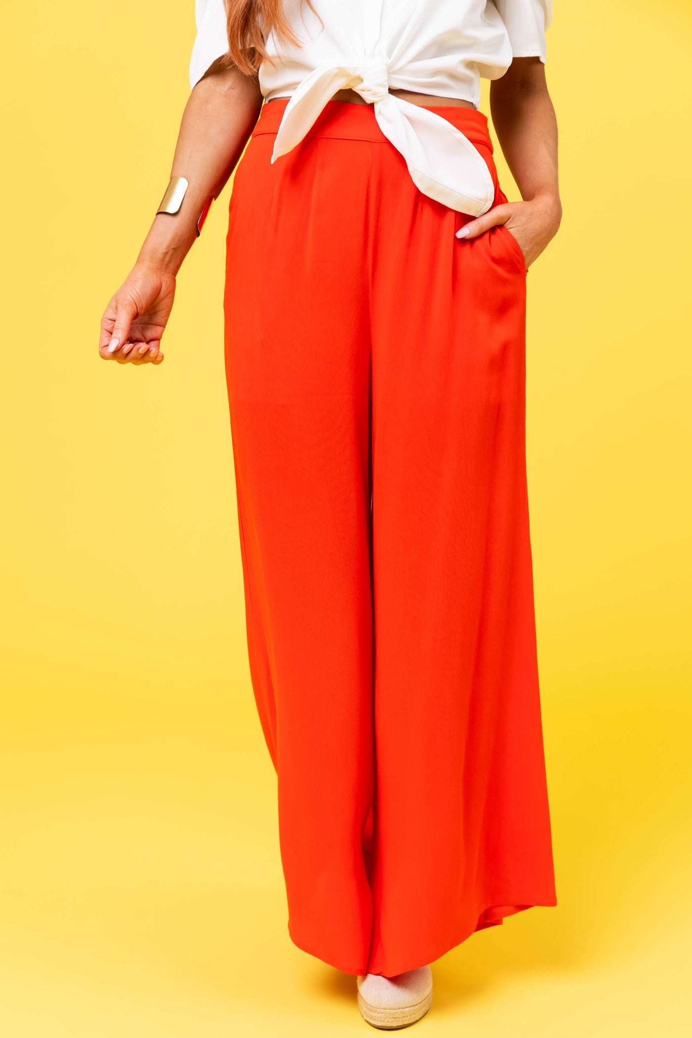 Bright Fire High Waist Wide Leg Pants