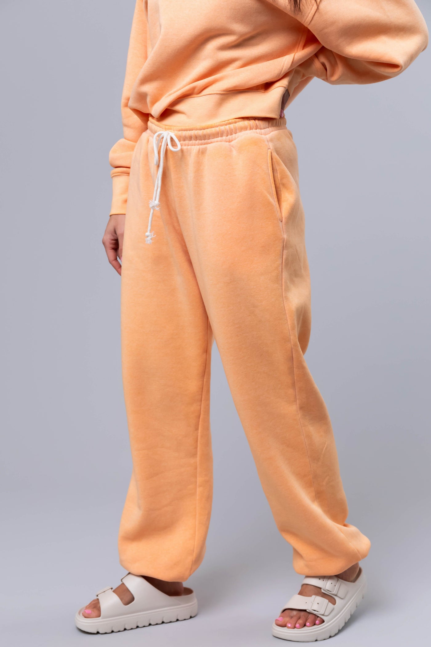 Bright Melon Washed High Rise Drawstring Joggers