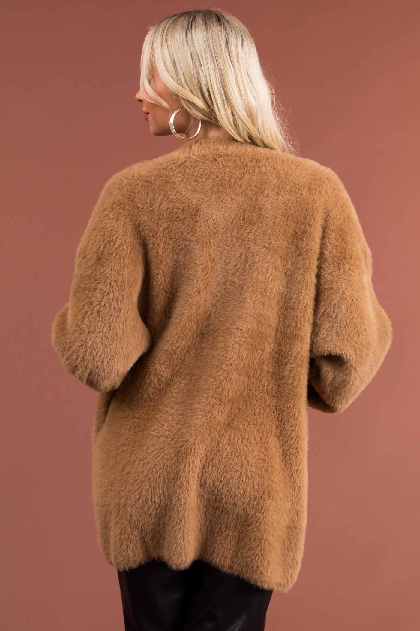 Brown Sugar Faux Fur Open Knit Cardigan