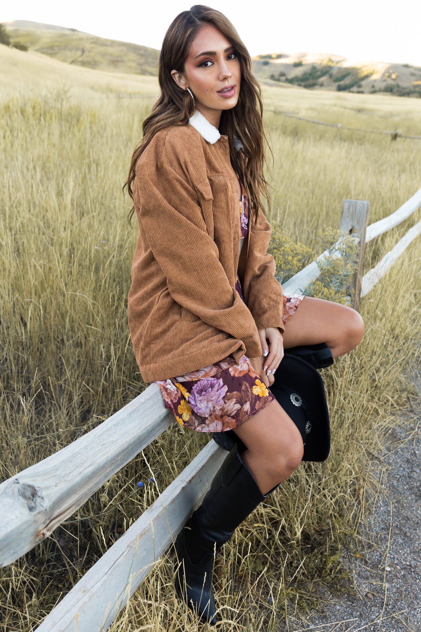 Brown Sugar Soft Faux Fur Lining Corduroy Jacket