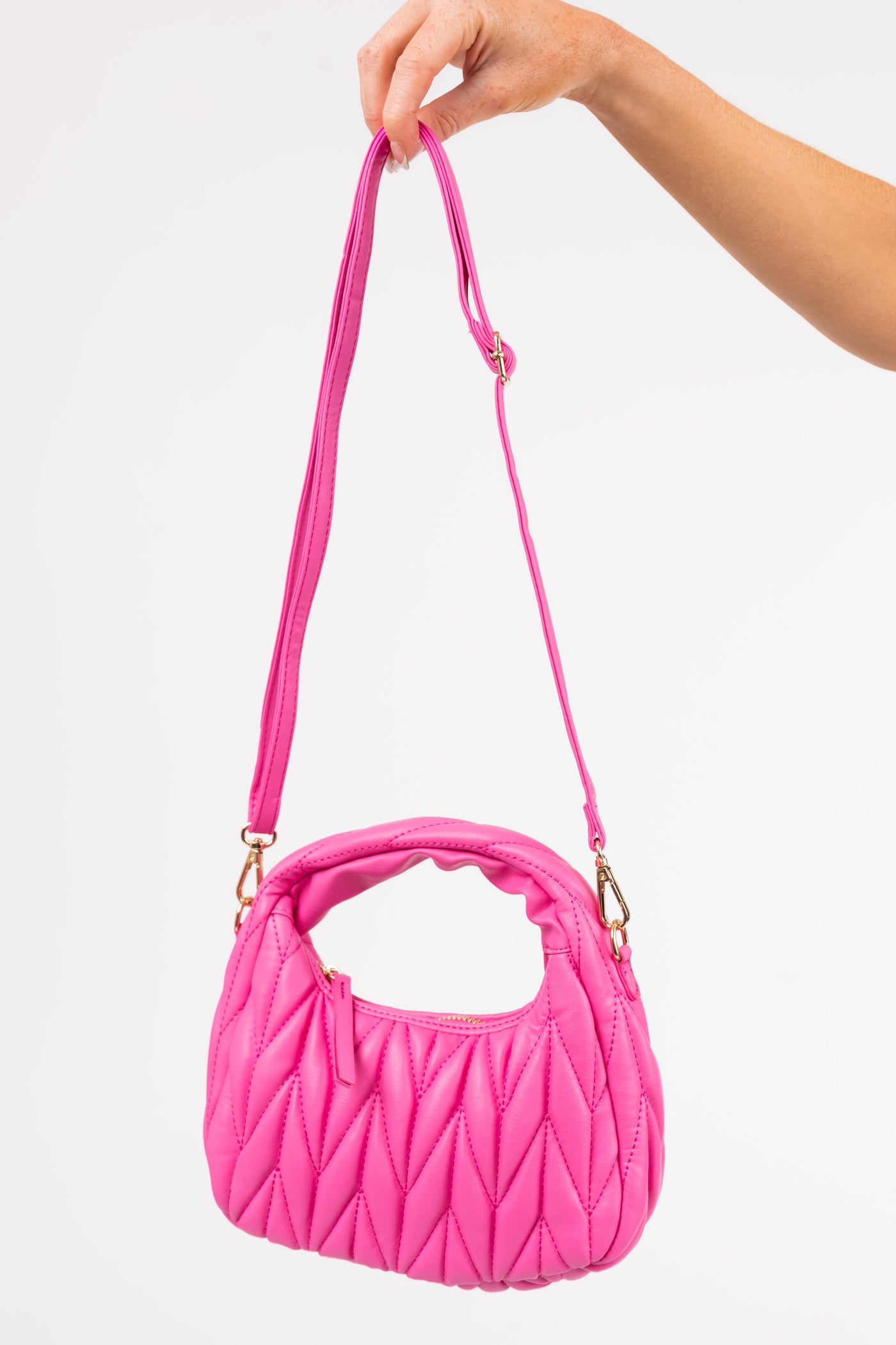 Bubblegum Textured Pleather Hand Bag