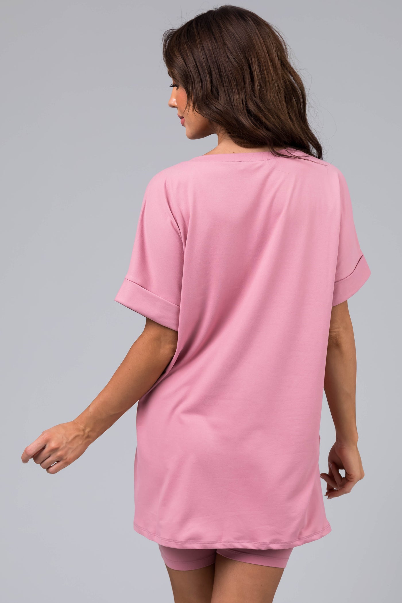 Carnation Microfiber Top and Biker Shorts Set