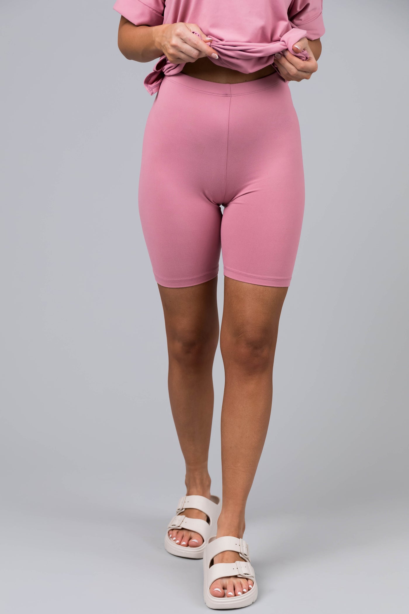 Carnation Microfiber Top and Biker Shorts Set