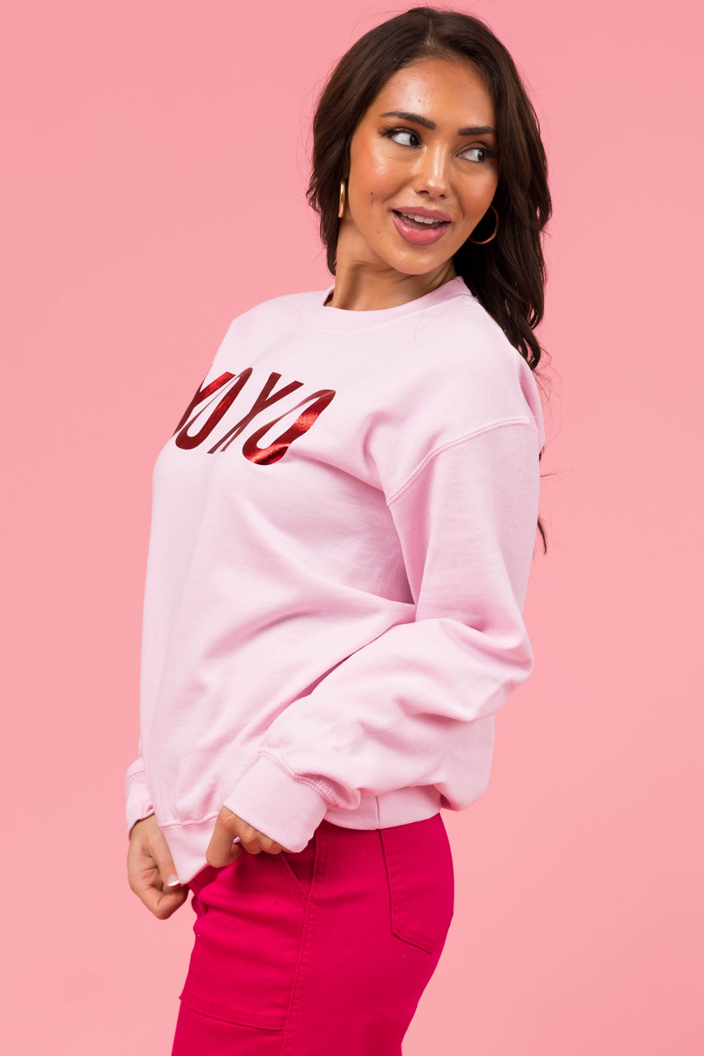 Carnation 'XOXO' Shiny Graphic Sweatshirt